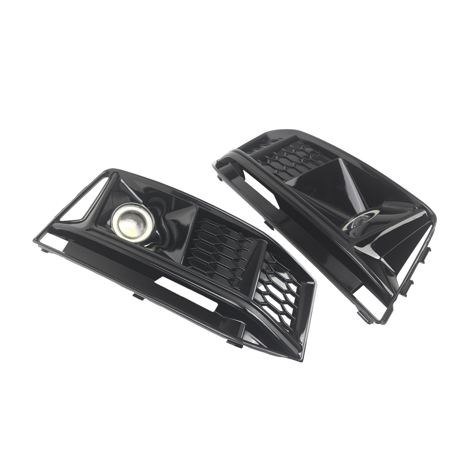 2PCS Black Front Bumper Foglight Grille Grill Pour Audi A4 S4 B9 2016-2019