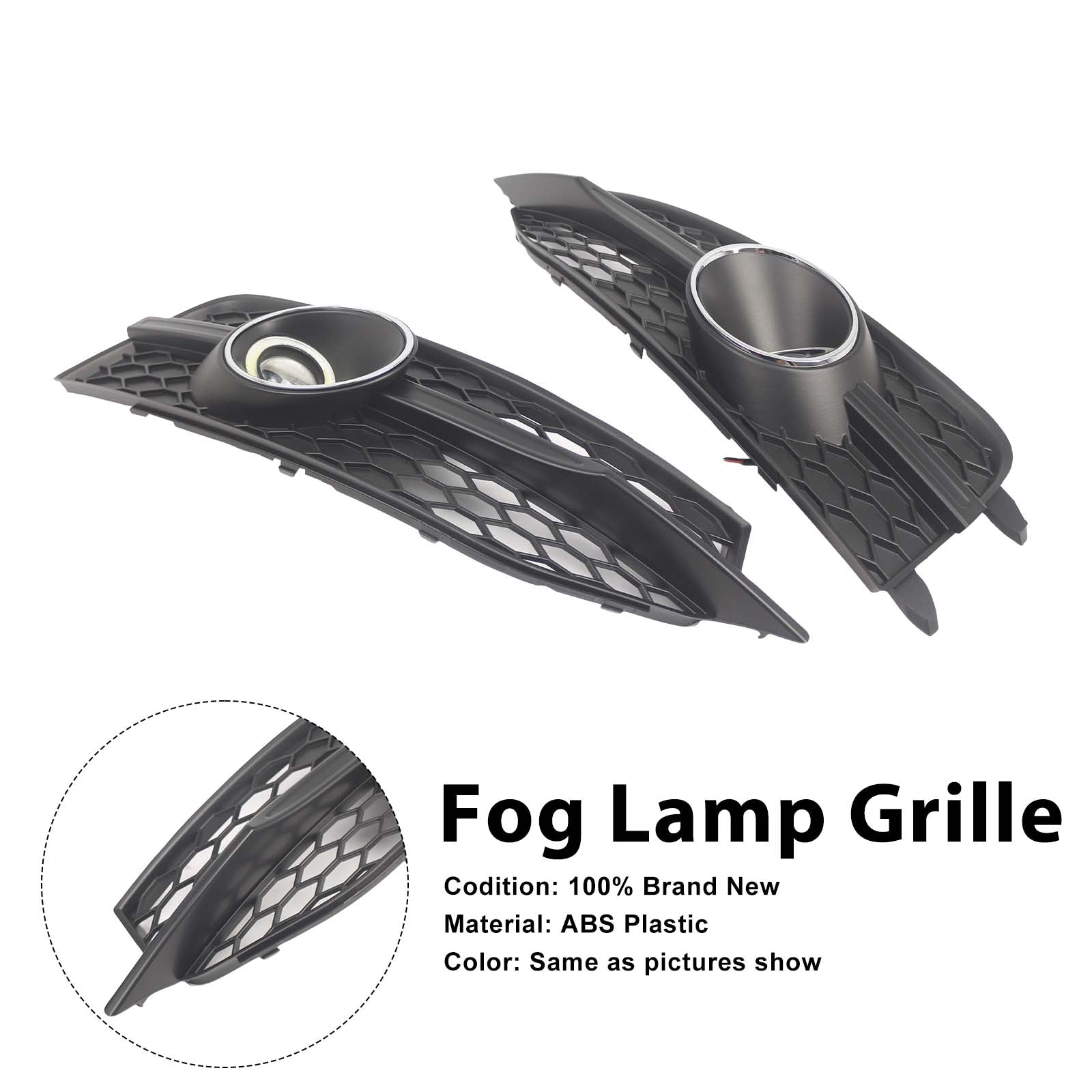 Black Front Bumper Fog Light Grille Cover Bezel Pour Audi A7 S7 S-Line 2012-2015