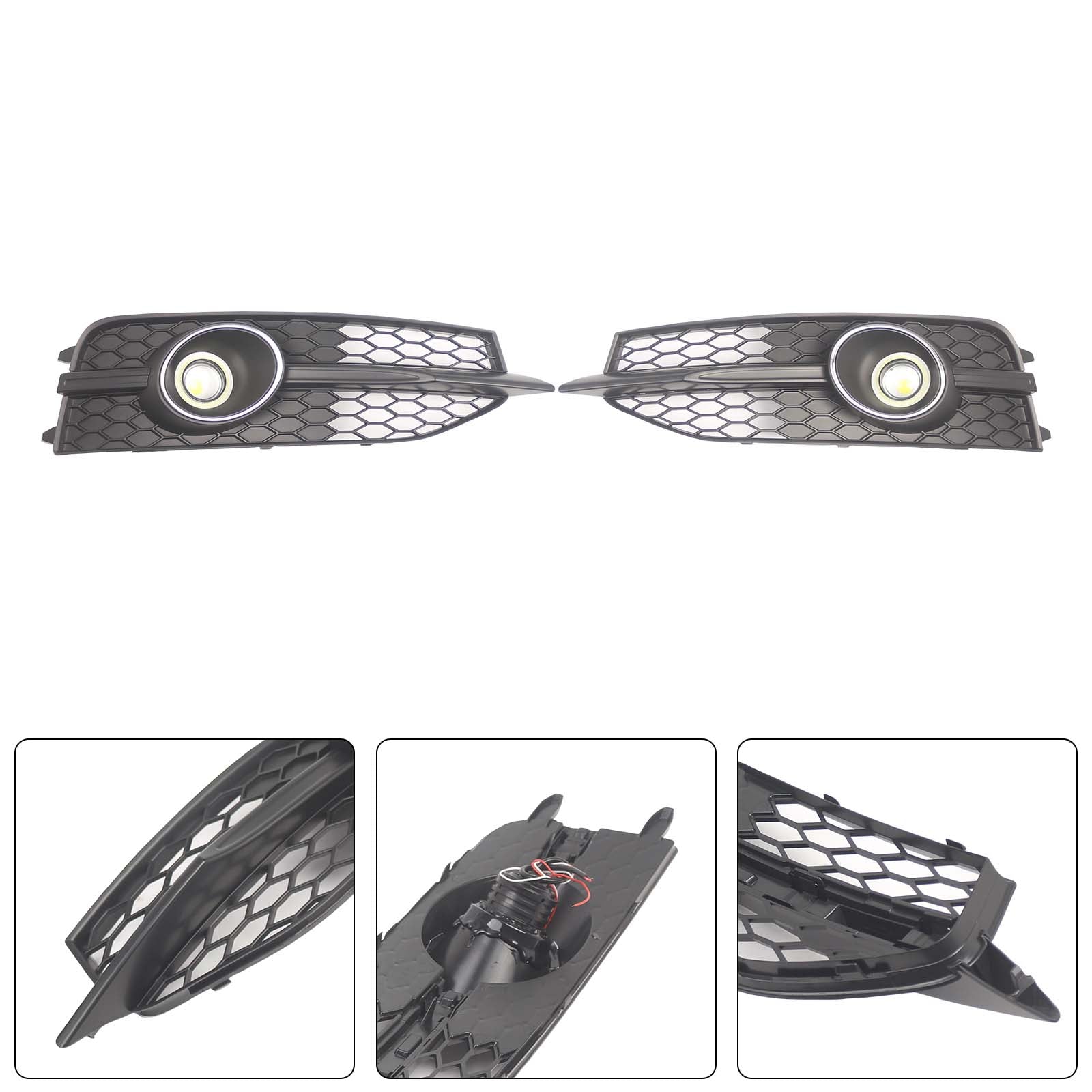 Black Front Bumper Fog Light Grille Cover Bezel Pour Audi A7 S7 S-Line 2012-2015