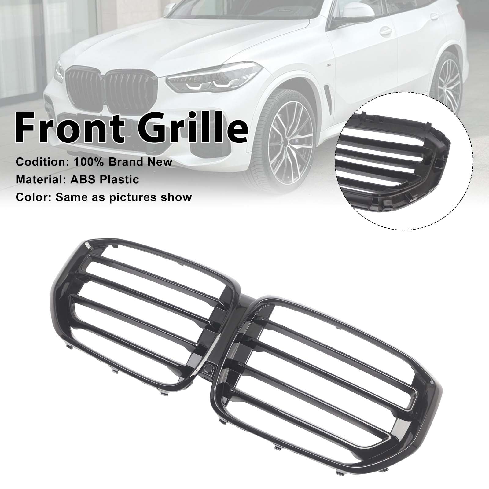 Sport Style Front Kidney Grille Grill Pour BMW X5 G05 2019-2022 Gloss Black