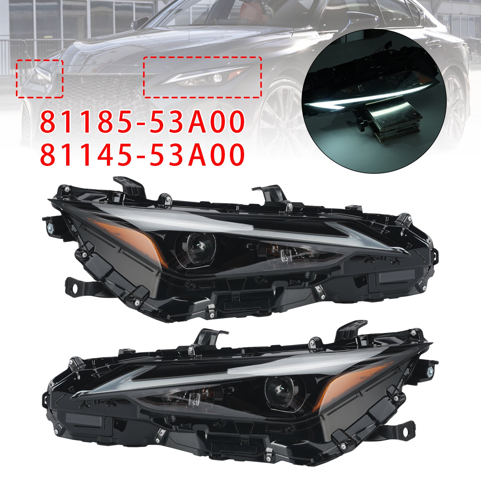 Vasen+oikea LED-ajovalo 81185-53A00 81145-53A00 Lexus IS300 IS350 2021-2023