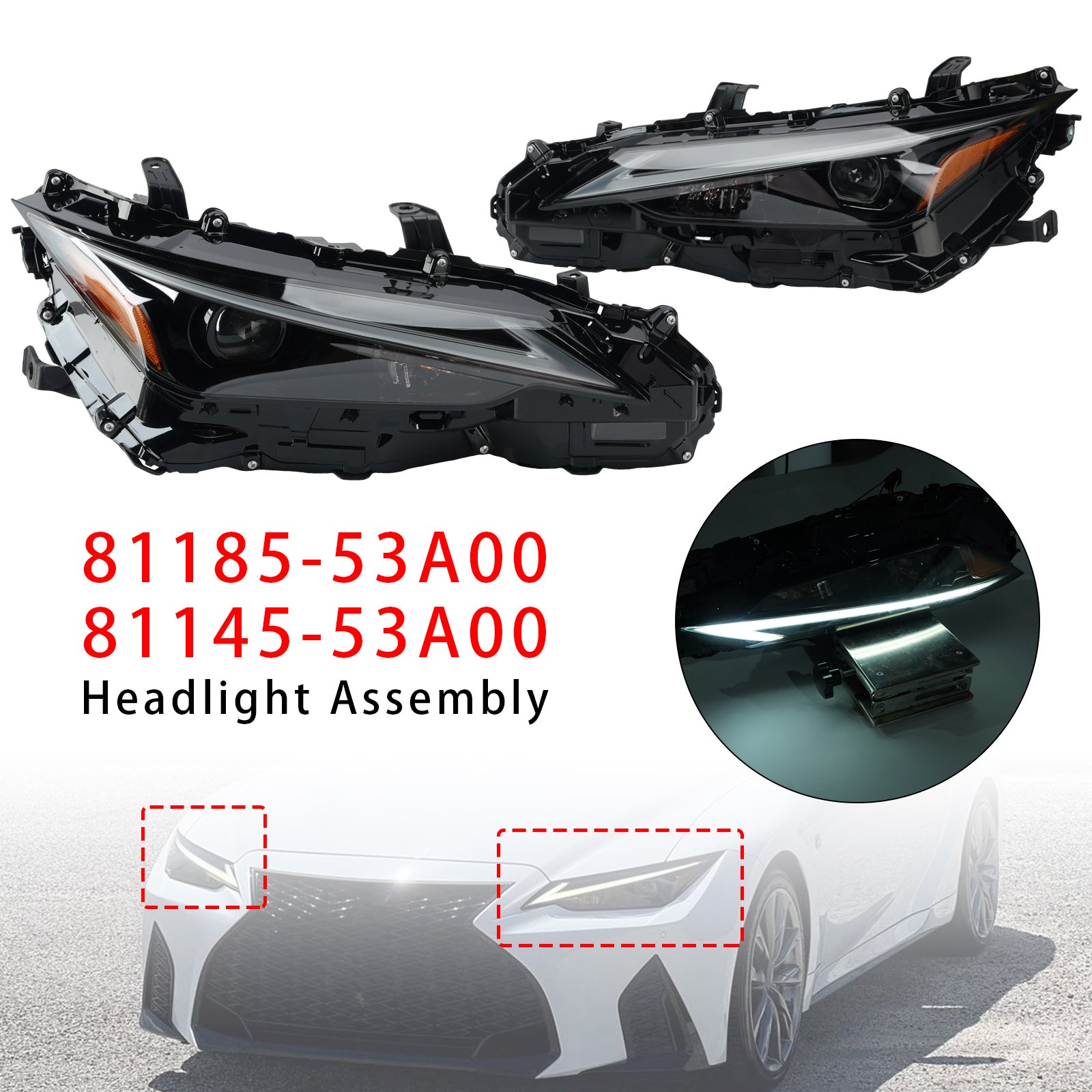 Vasen+oikea LED-ajovalo 81185-53A00 81145-53A00 Lexus IS300 IS350 2021-2023