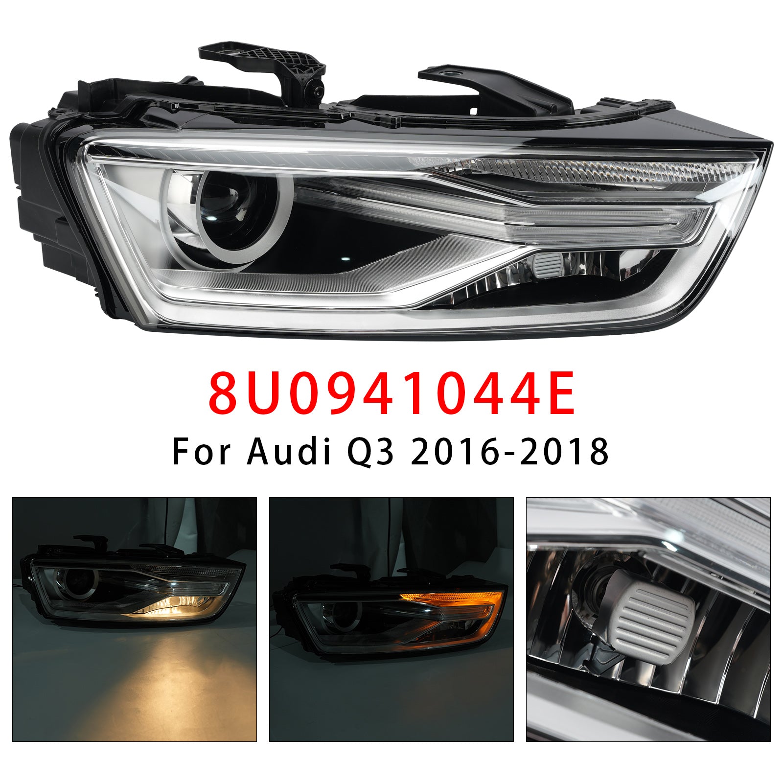 Oikea Xenon-ajovalo polttimolla ja liitäntälaitteella 8U0941044E Audi Q3 2016-2018