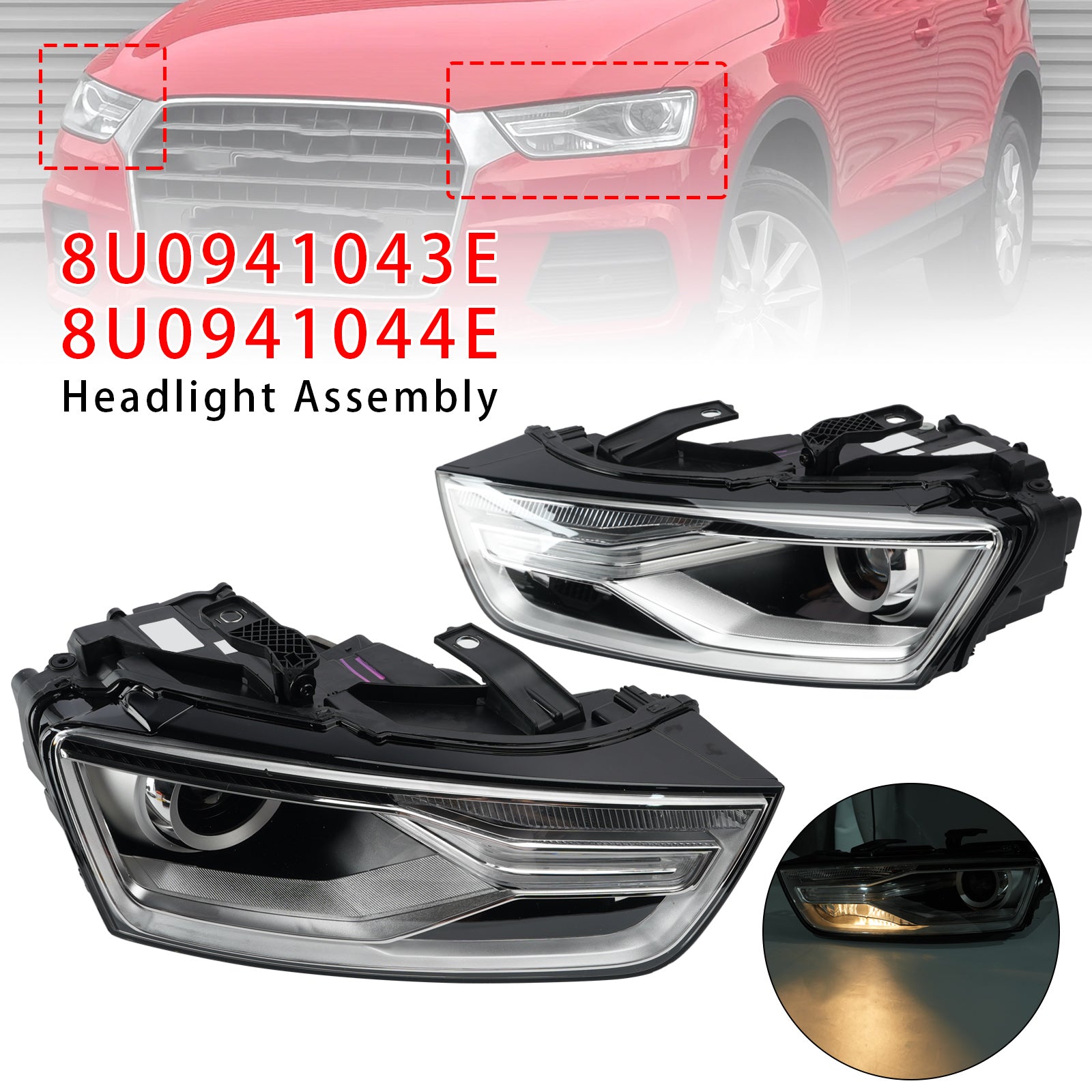 Xenon-ajovalo vasen+oikea painolastilla 8U0941043E 8U0941044E Audi Q3