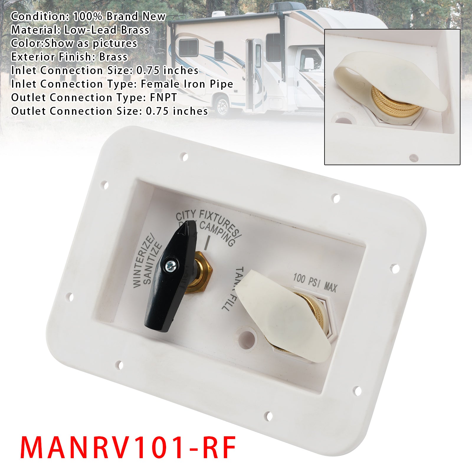 Messingventil MANRV101-RF für Wohnmobil-Wasserversorgungstafeln zur Befüllung und Wartung