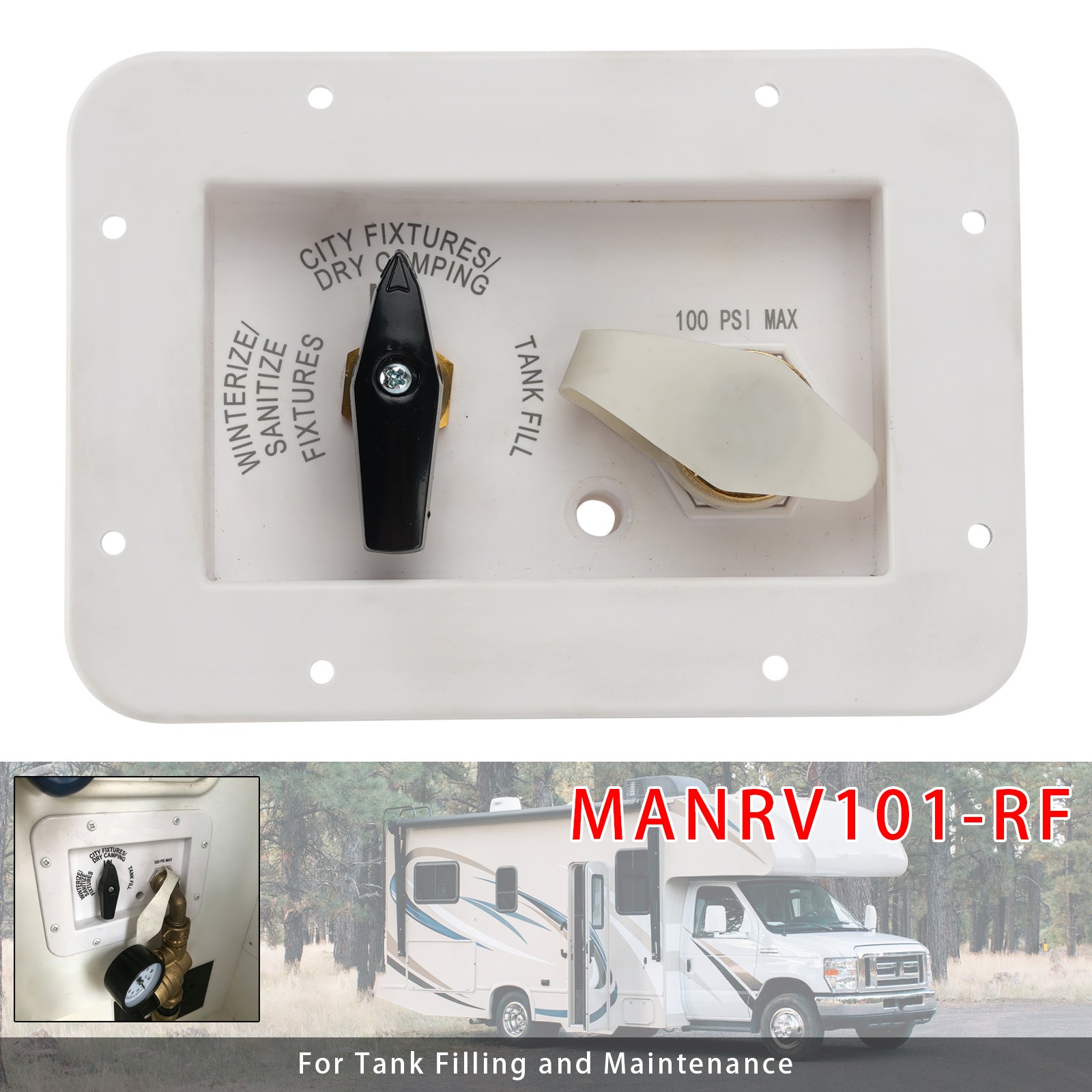 Messingventil MANRV101-RF für Wohnmobil-Wasserversorgungstafeln zur Befüllung und Wartung