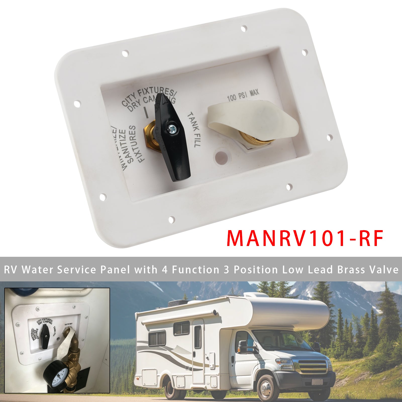 Messingventil MANRV101-RF für Wohnmobil-Wasserversorgungstafeln zur Befüllung und Wartung
