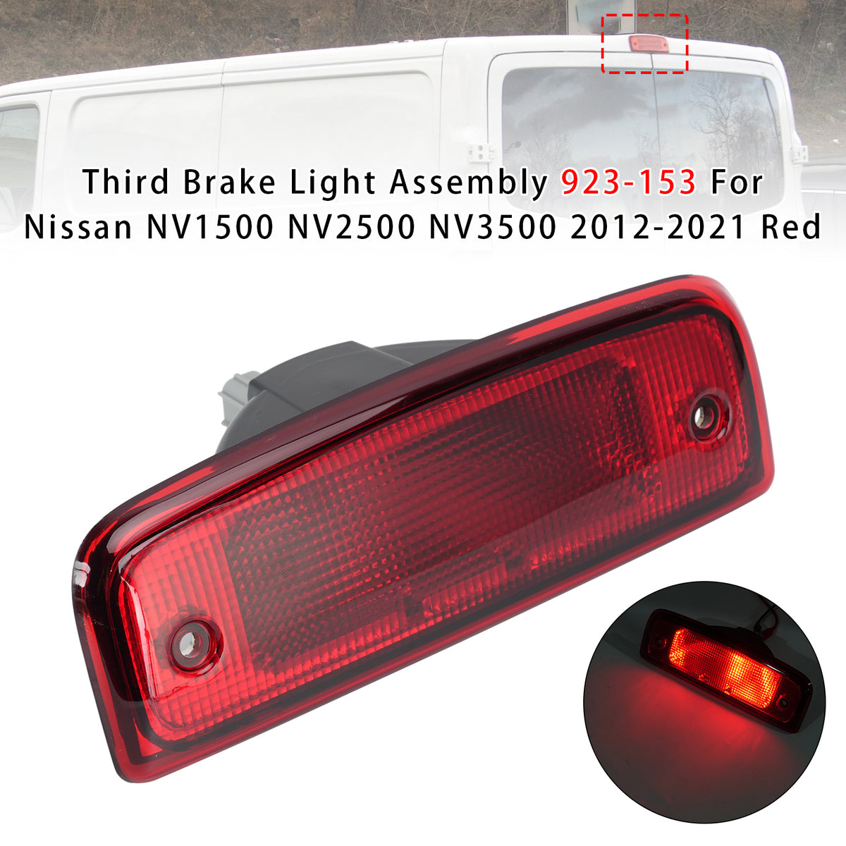 Terzo gruppo luce freno 923-153 per Nissan NV1500 2012-2021 Rosso