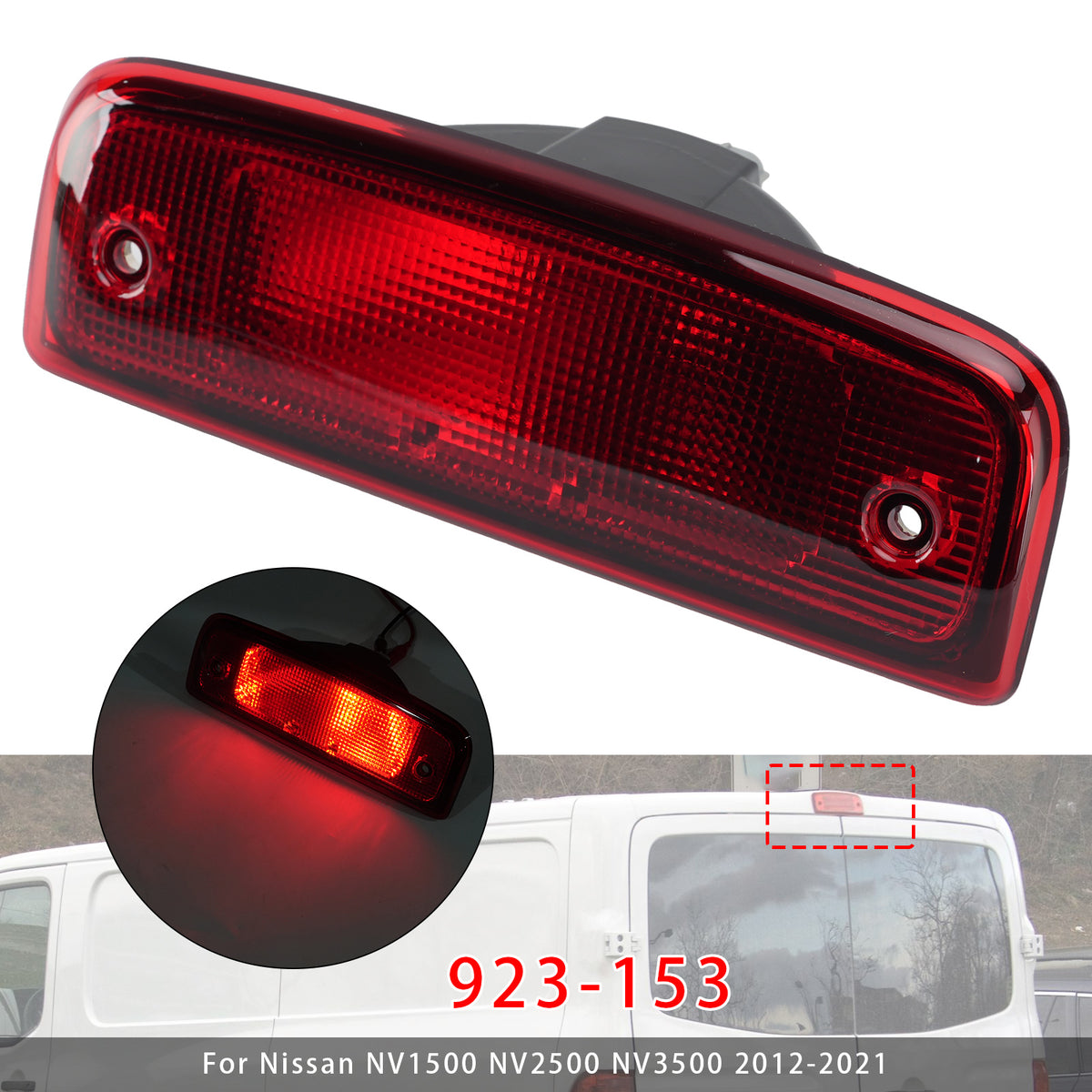 Terzo gruppo luce freno 923-153 per Nissan NV1500 2012-2021 Rosso
