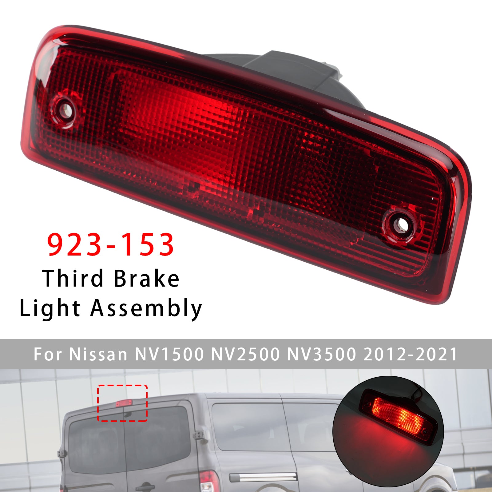 Terzo gruppo luce freno 923-153 per Nissan NV1500 2012-2021 Rosso