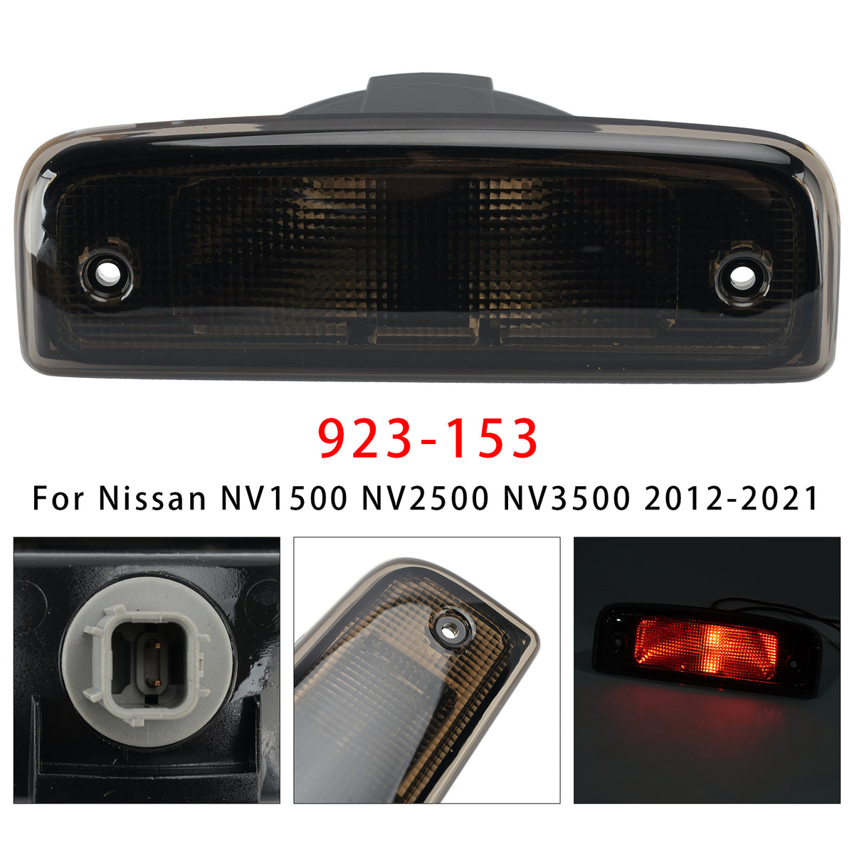 Troisième feu stop ensemble 923-153 Pour Nissan NV1500 2012-2021 Noir