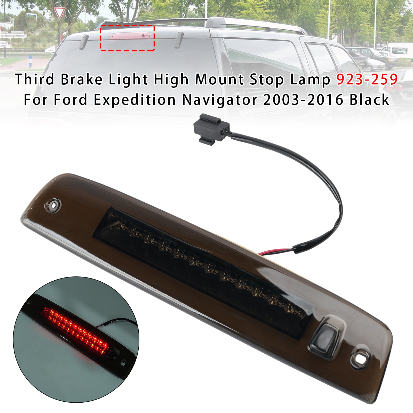 Troisième feu stop surélevé 923-259 Pour Ford Expedition 2003-2016 Noir
