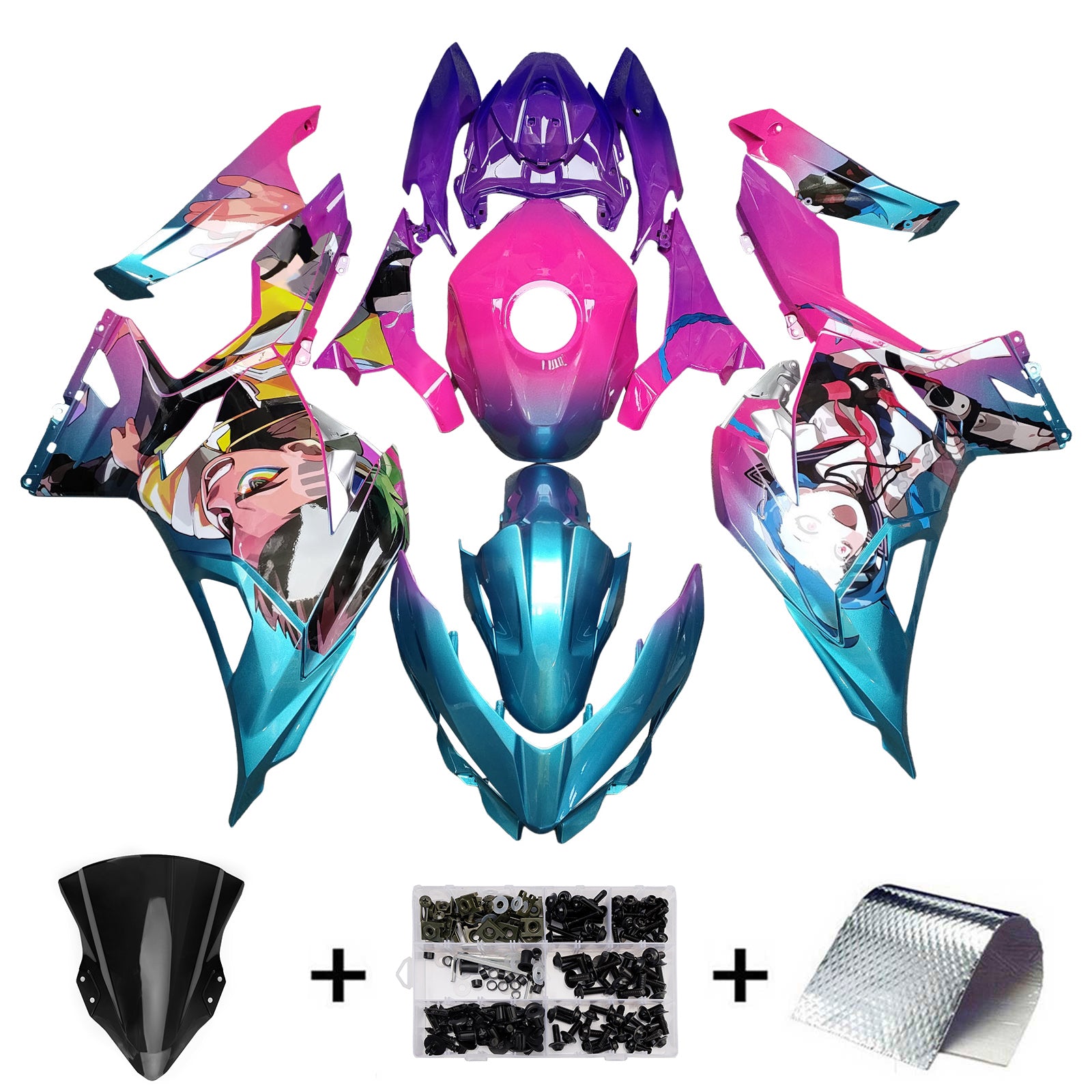 Kit de carénage injecté en plastique ABS pour Kawasaki EX400 Ninja400 2018-2024