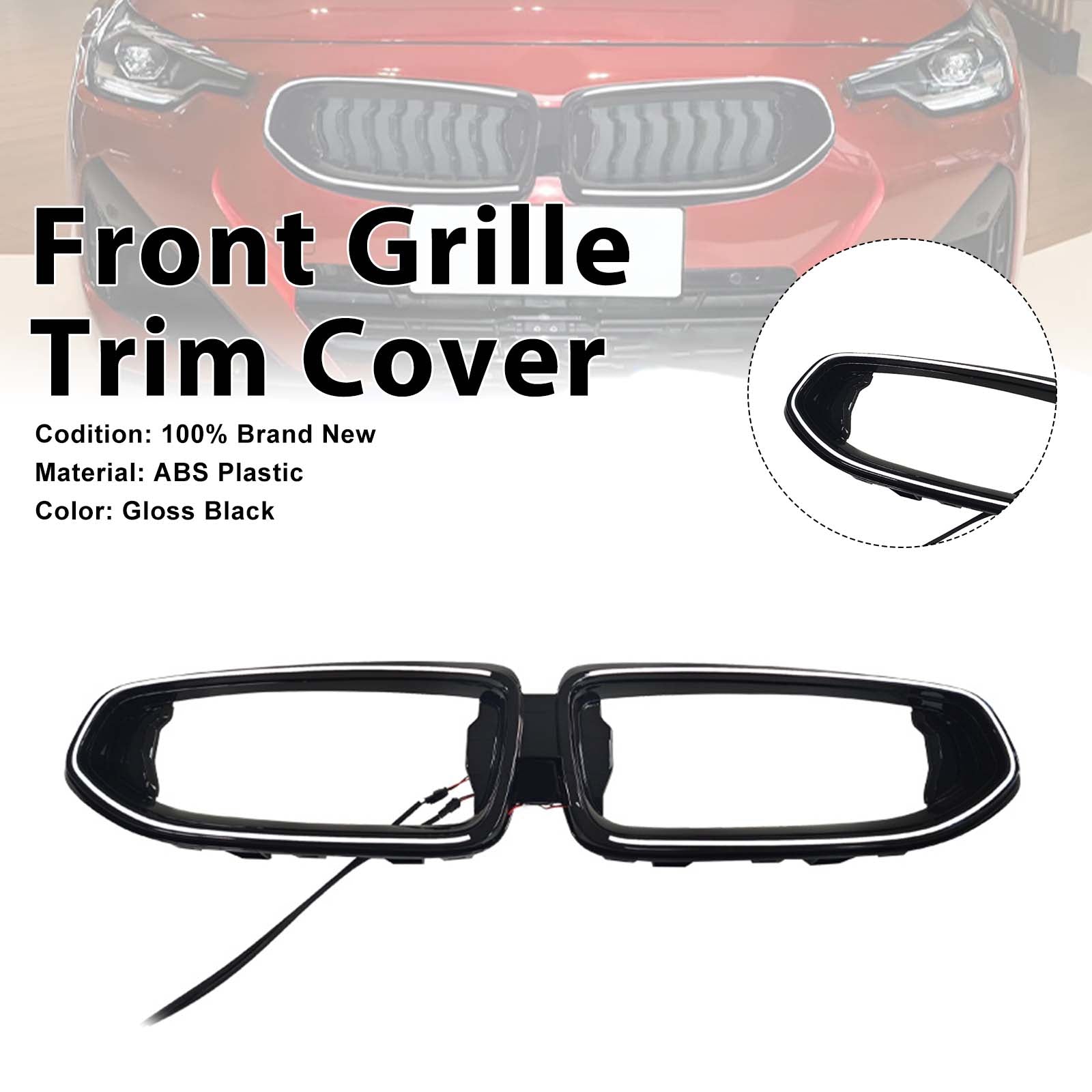 Black Front Bumper Grill Trim Cover Pour BMW G42 M240I 2022-2026 2Door W/Led