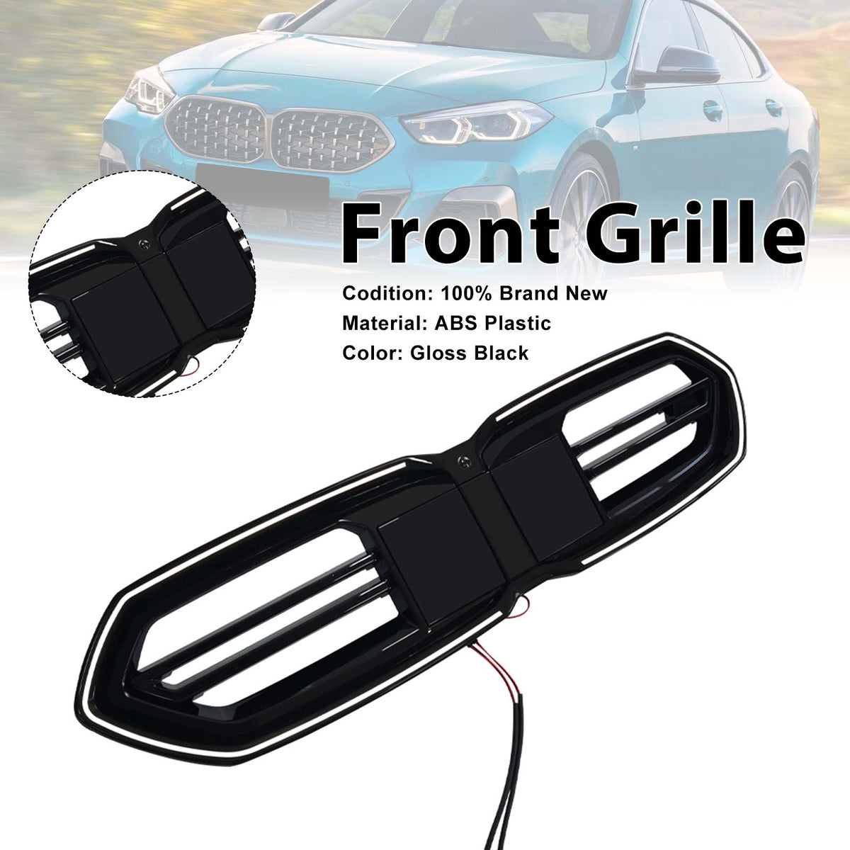 Rejilla de parachoques delantero negra para BMW F70 F74 M235 2025-2026 4 puertas con LED