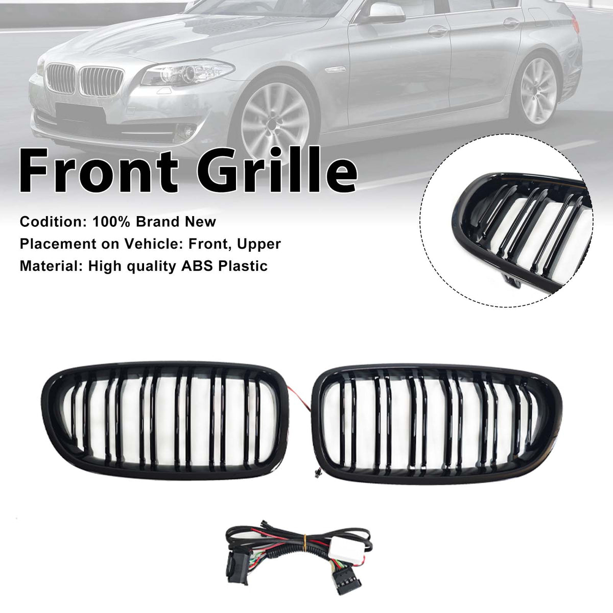 Front Bumper Grill Grille Pour BMW 5 Series F10 F11 2010-2016 W/LED
