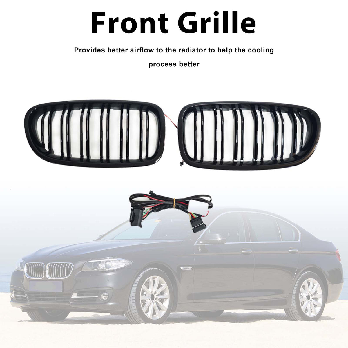 Front Bumper Grill Grille Pour BMW 5 Series F10 F11 2010-2016 W/LED