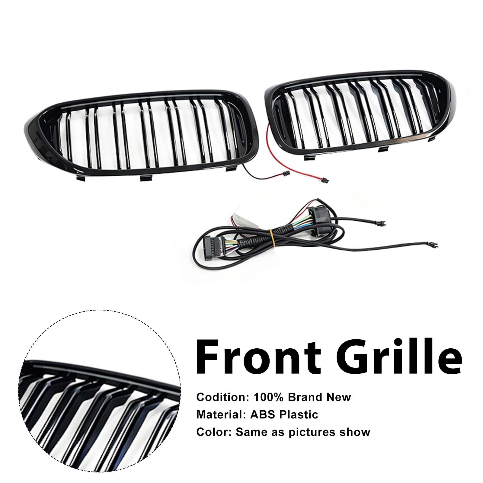 Double Slat Front Kidney Grille Pour BMW 5 Series G30 G31 2017-2020 W/LED