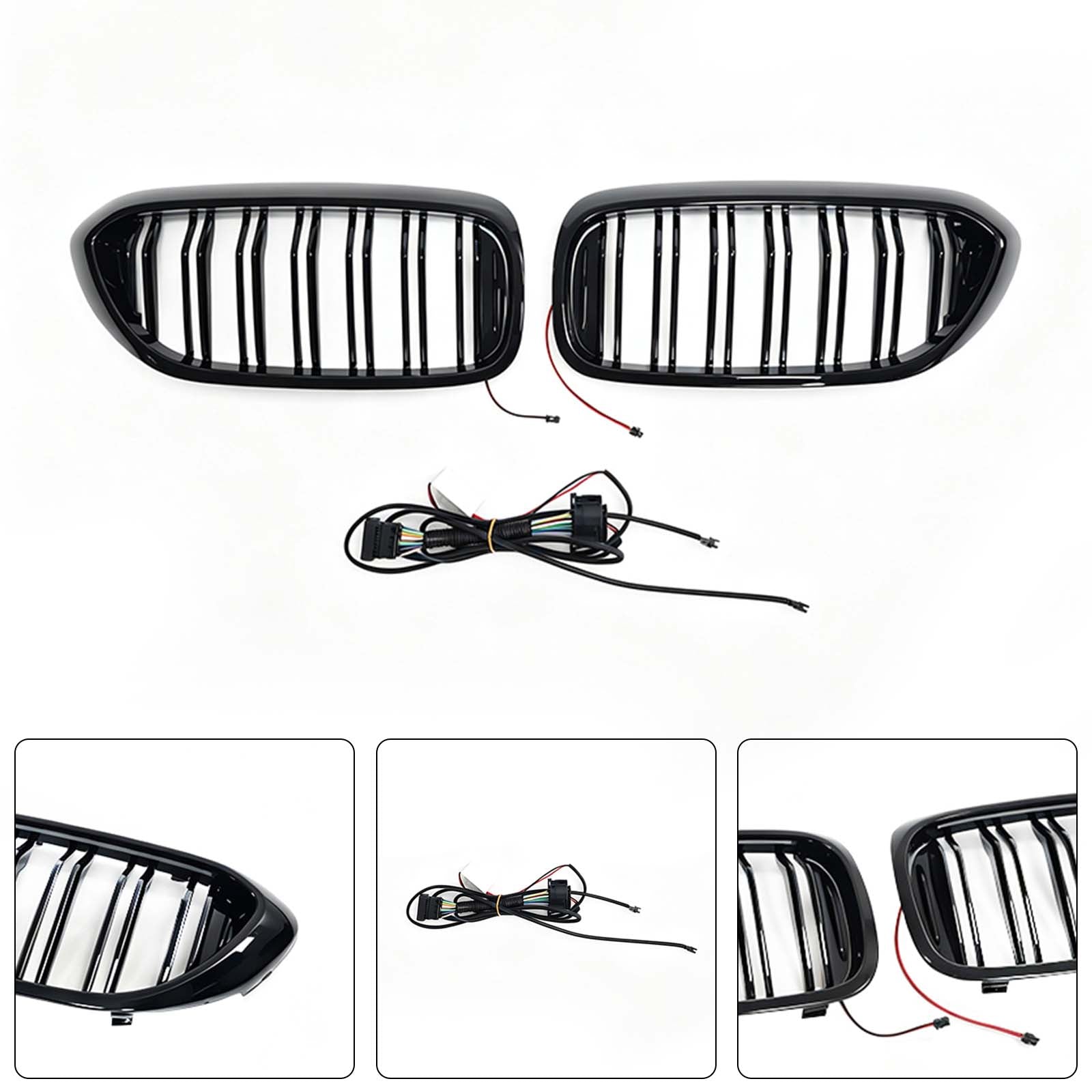 Double Slat Front Kidney Grille Pour BMW 5 Series G30 G31 2017-2020 W/LED