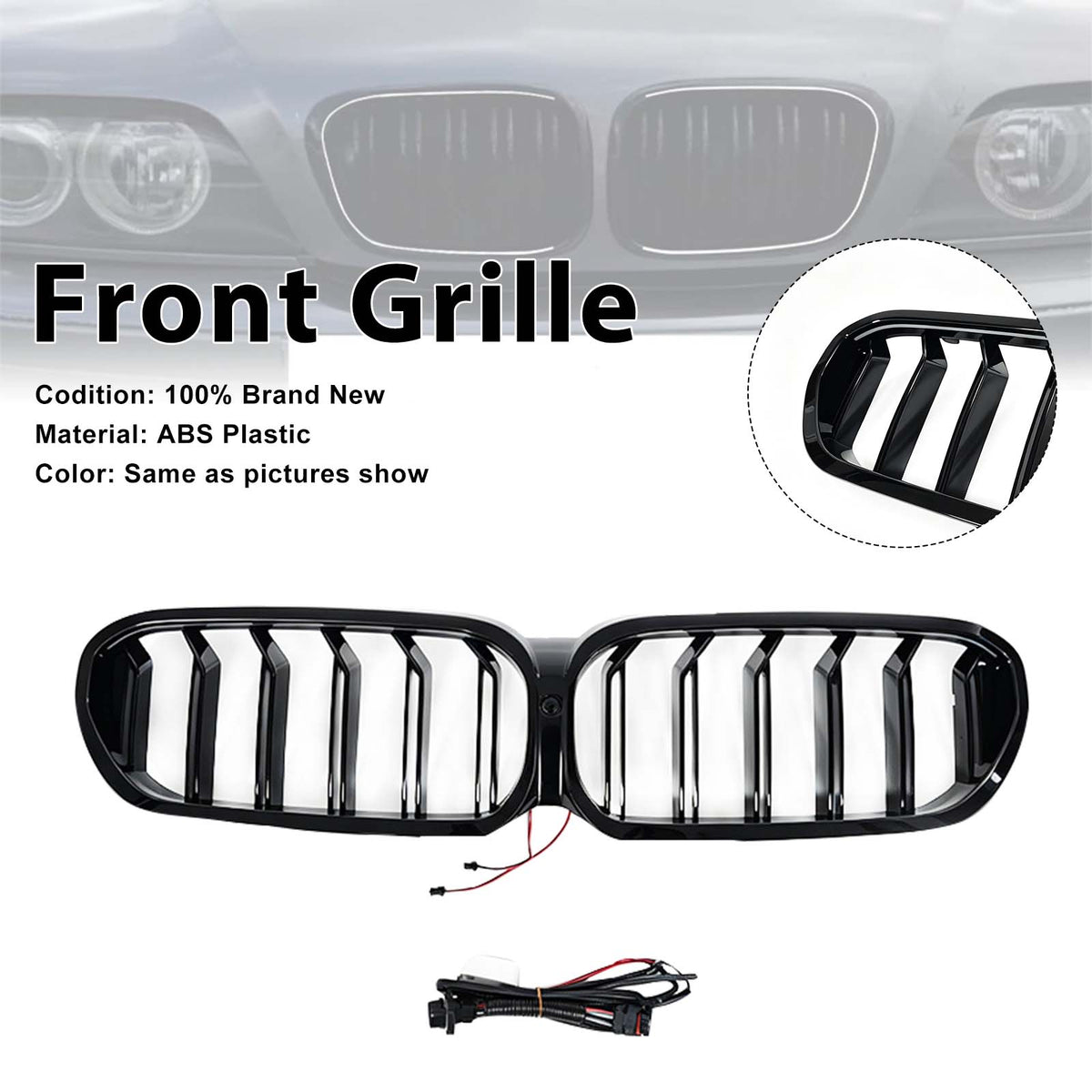 Front Kidney Grill Grille Pour BMW 5-Series G30 G38 2021-2024 W/LED