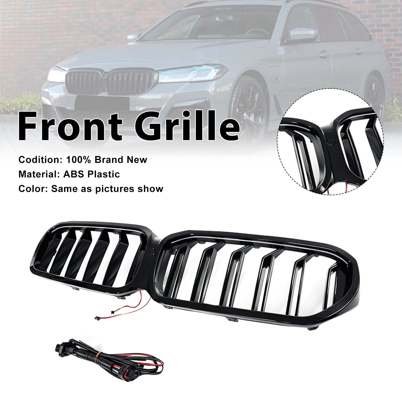 Front Kidney Grill Grille Pour BMW 5-Series G30 G38 2021-2024 W/LED