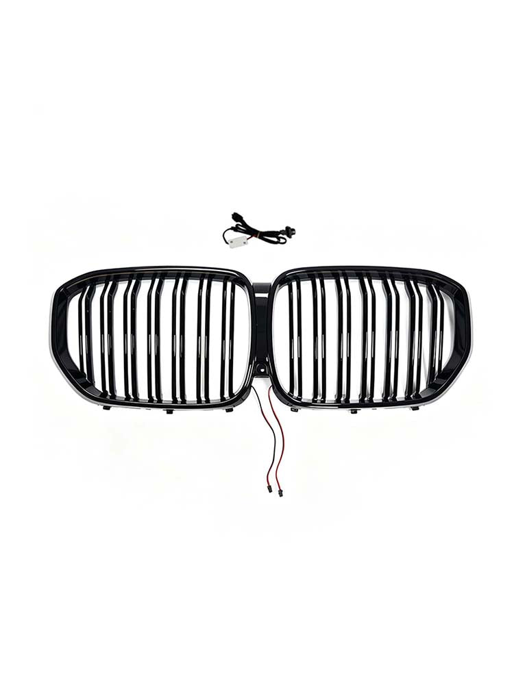 Double Slat Black Front Kidney Grille Pour BMW X5 G05 2019-2022 W/LED