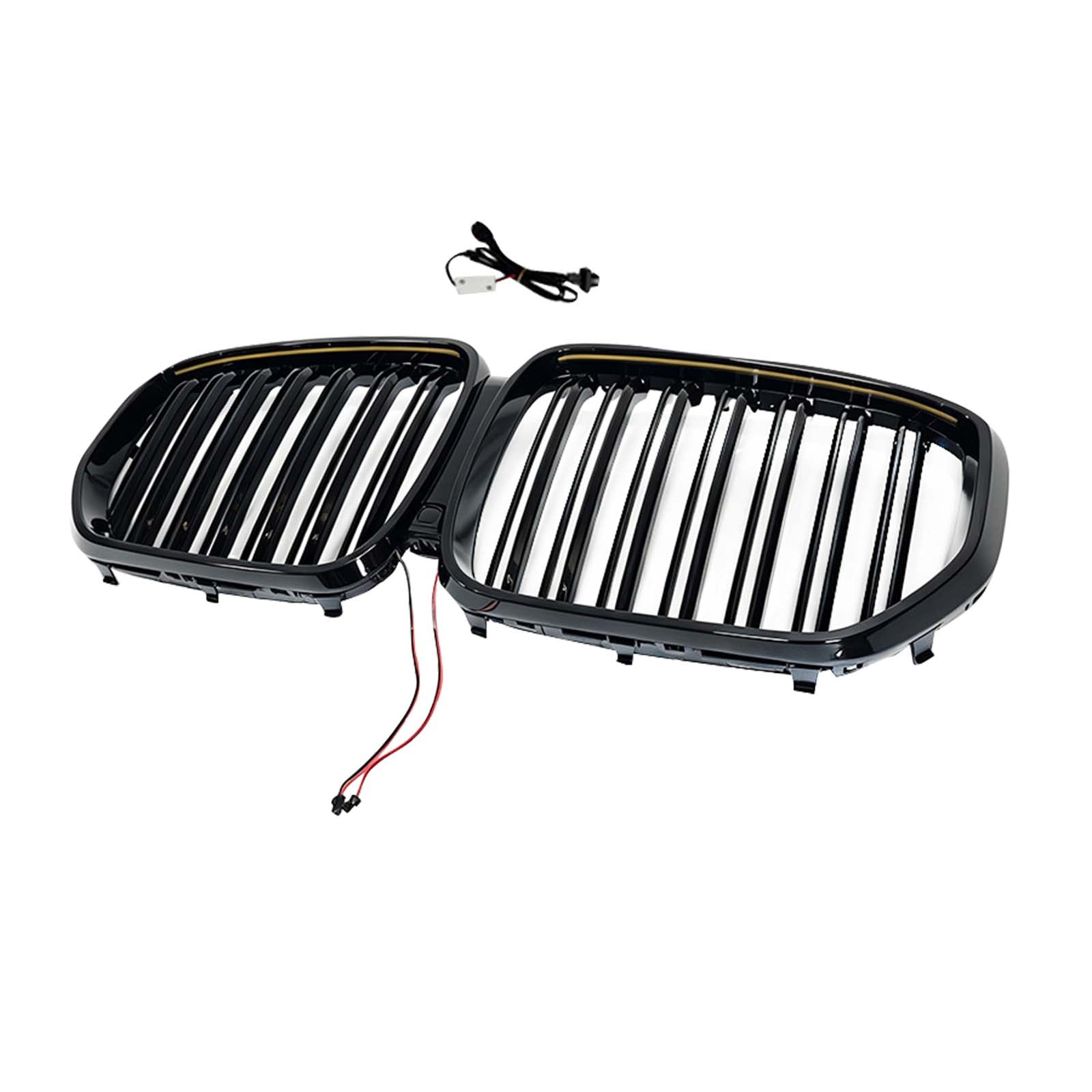 Double Slat Black Front Kidney Grille Pour BMW X5 G05 2019-2022 W/LED