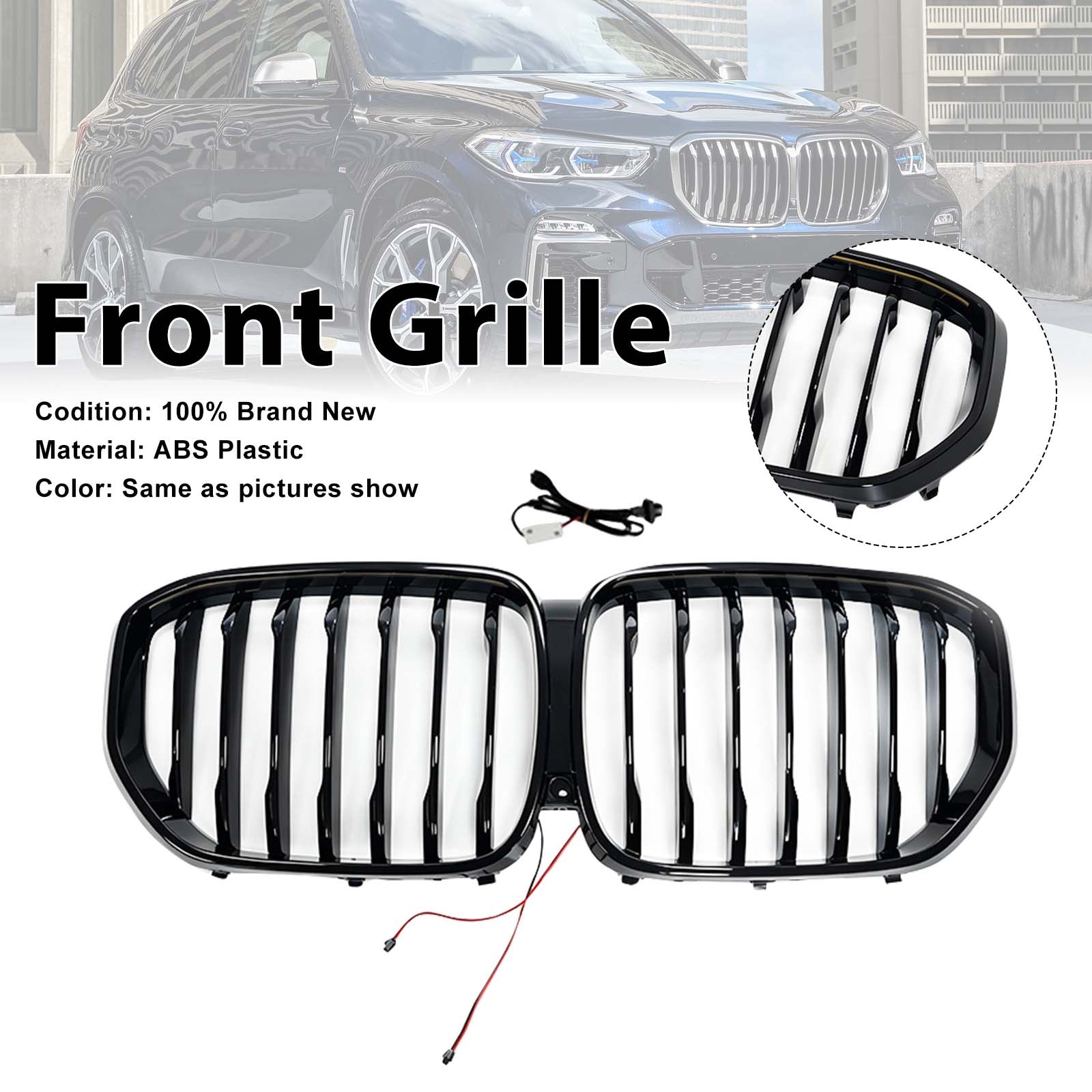 Single Gloss Black Front Kidney Grille Pour BMW X5 G05 2019-2022 W/LED