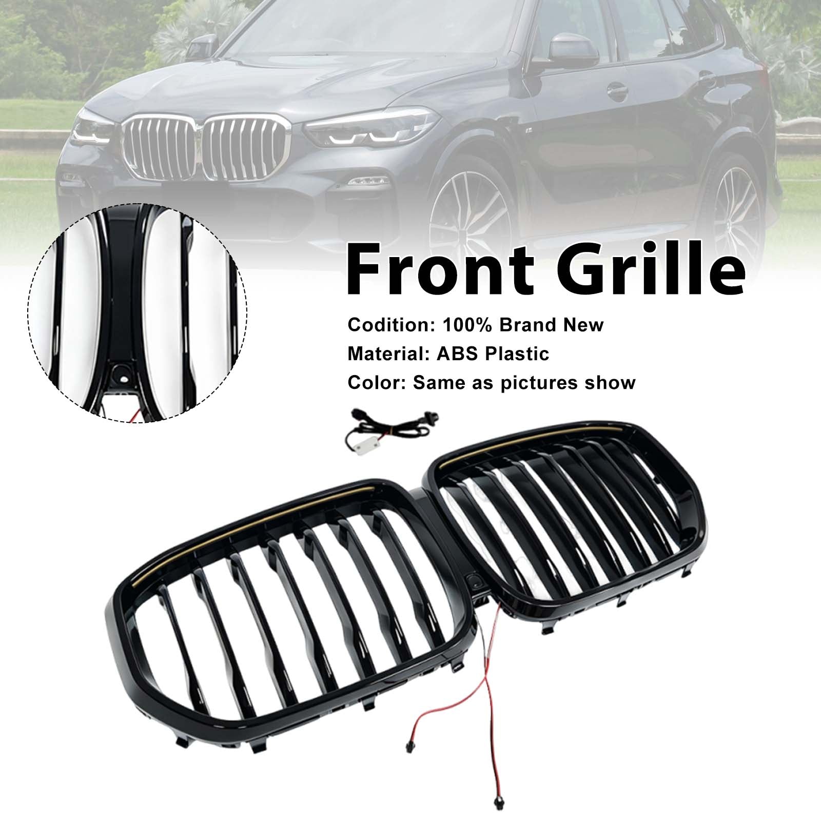 Single Gloss Black Front Kidney Grille Pour BMW X5 G05 2019-2022 W/LED