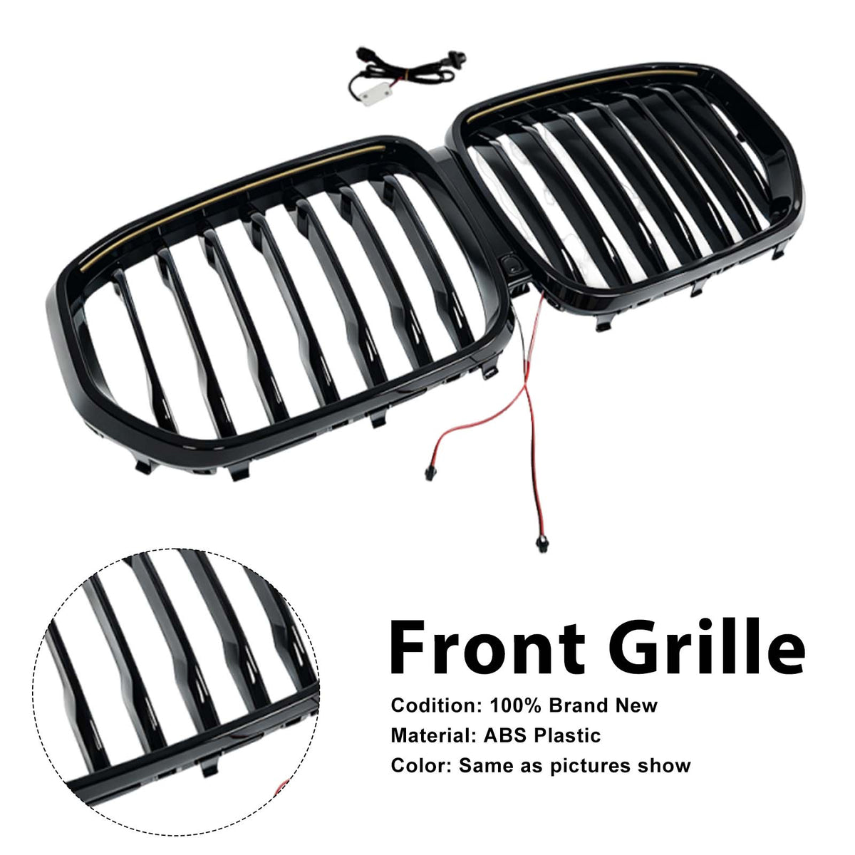 Single Gloss Black Front Kidney Grille Pour BMW X5 G05 2019-2022 W/LED