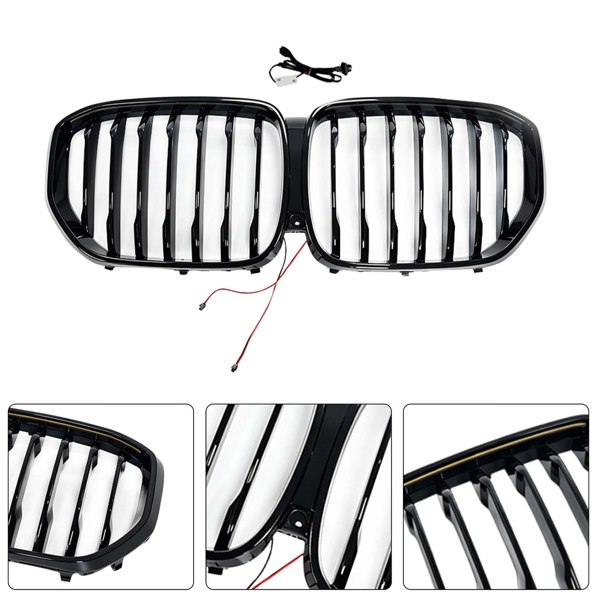 Single Gloss Black Front Kidney Grille Pour BMW X5 G05 2019-2022 W/LED