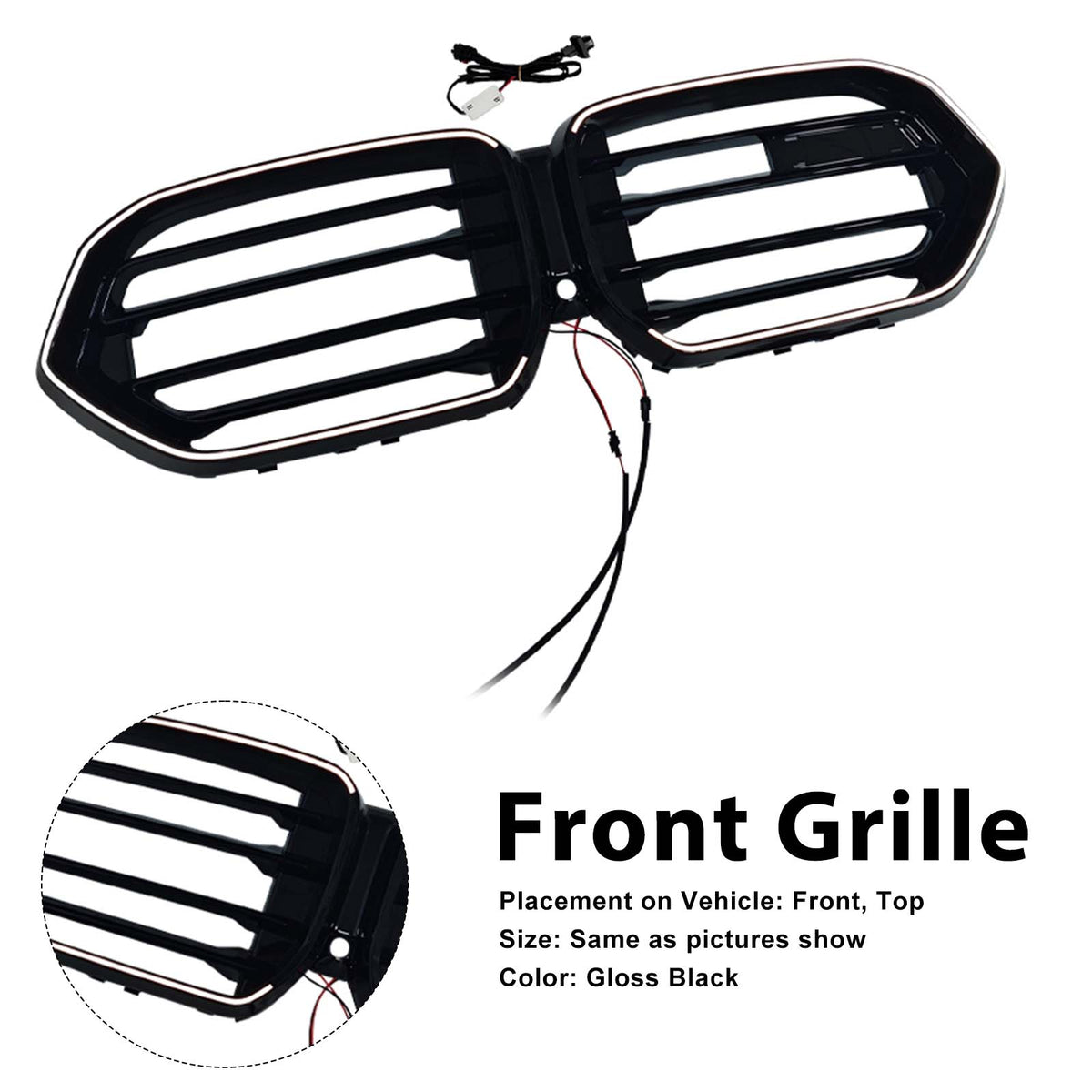 Double Slat Front Bumper Grille Pour BMW X6 G06 M60i 2023-2025 W/Camera Hole