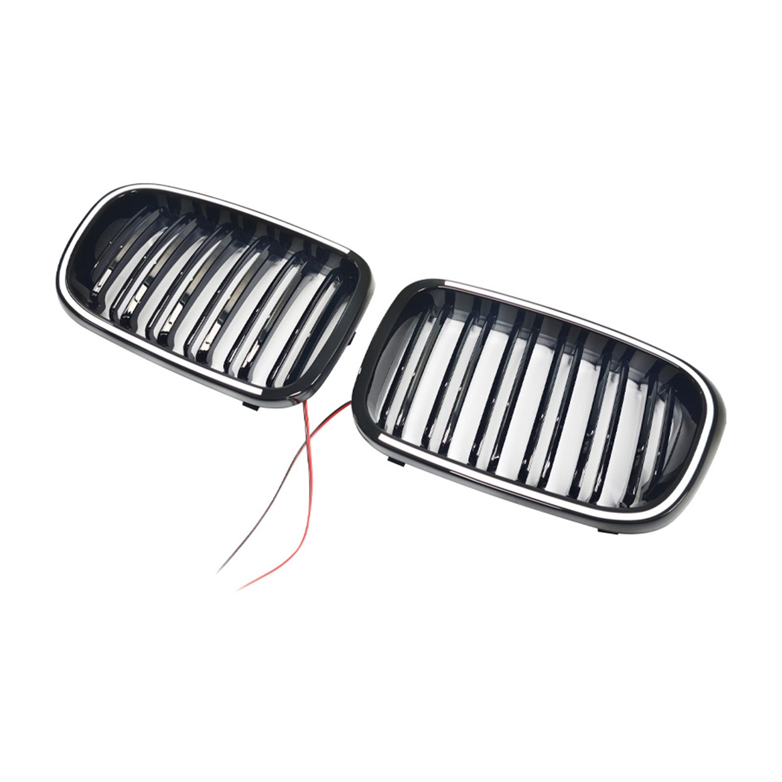 Gloss Black Front Kidney Bumper Grill Grille Pour BMW E46 2-Door 1998-2001 W/LED