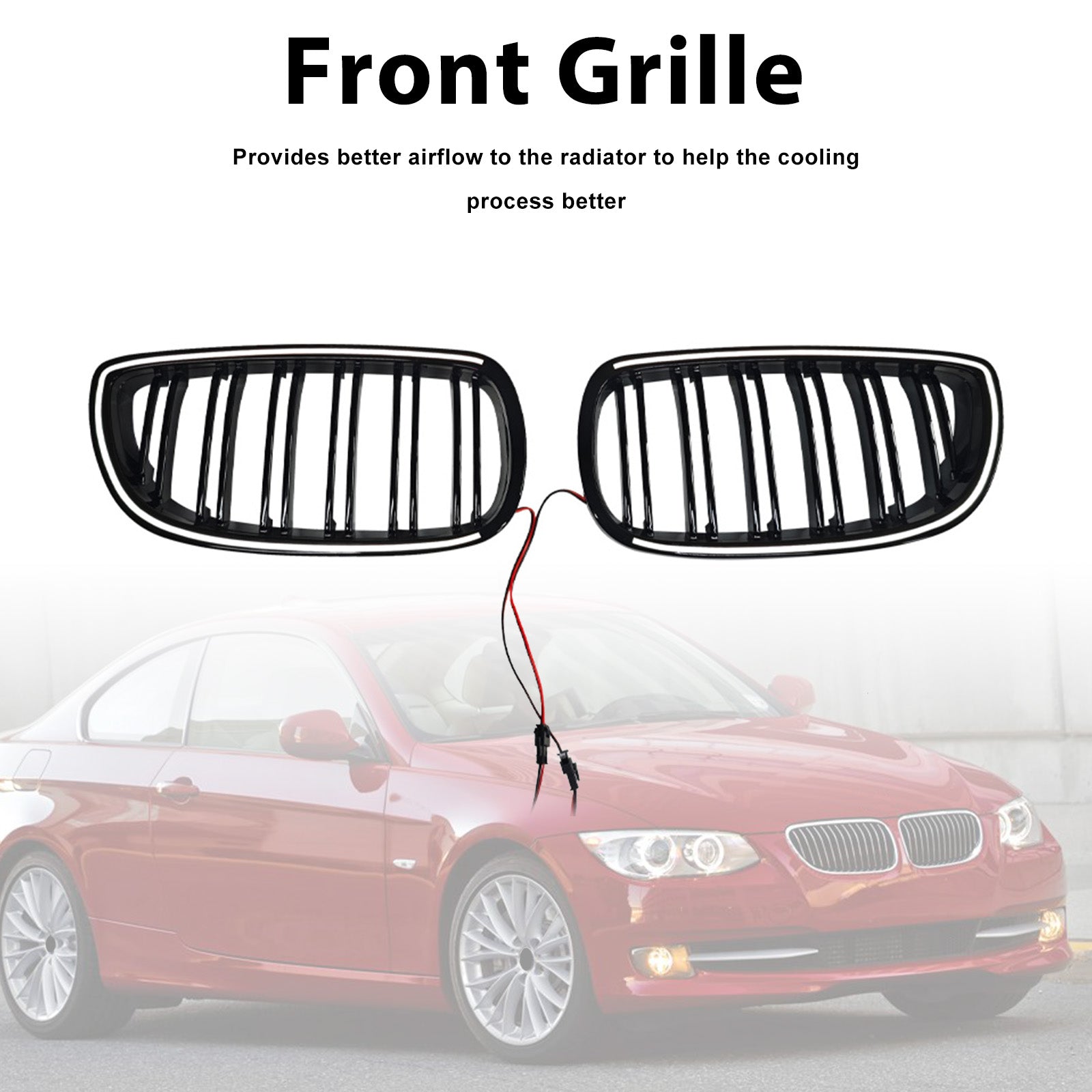 Gloss Black Front Kidney Grill Grille Pour BMW E92 E93 335i 328i Coupe 2006-2009