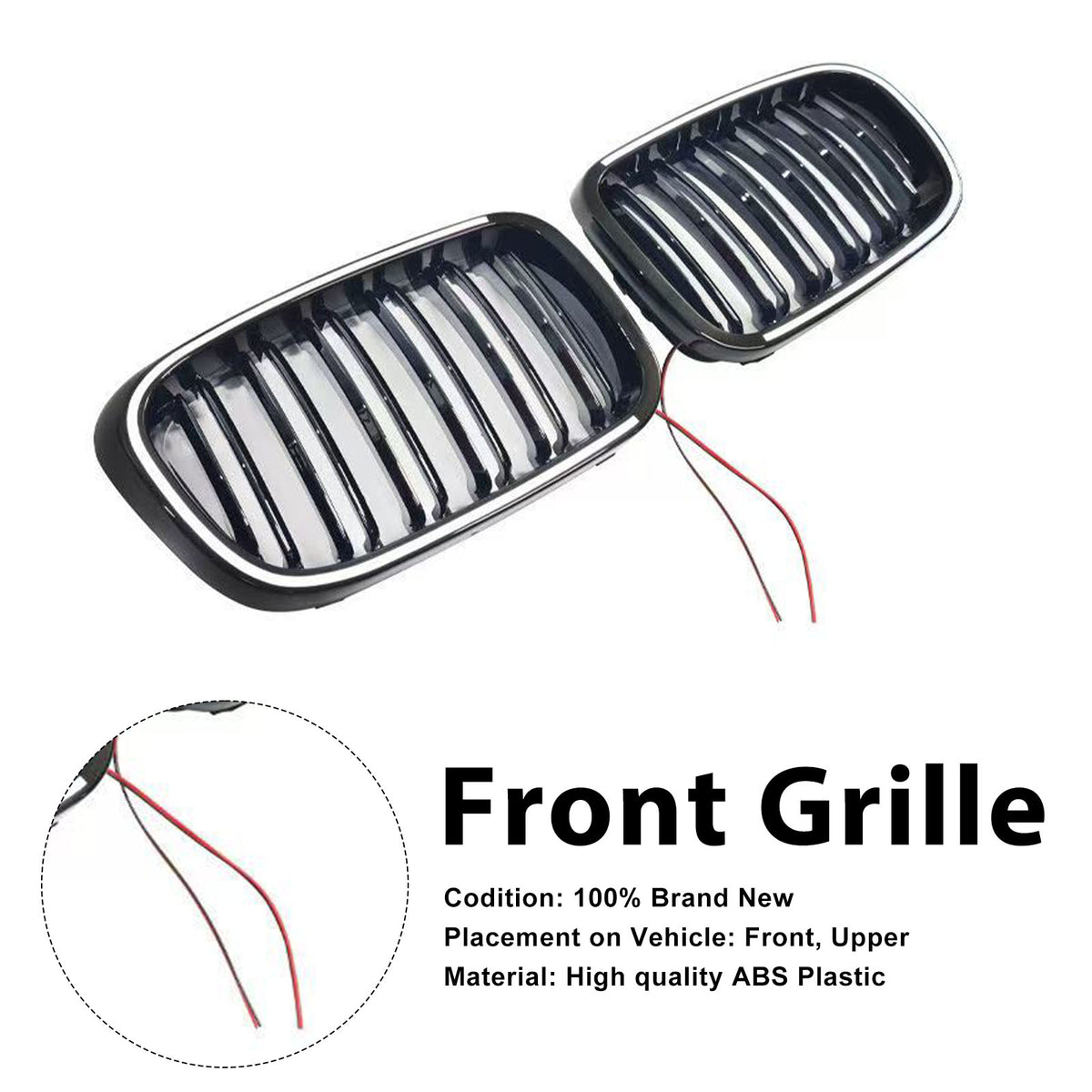 Black Front Bumper Grille Pour BMW 3 Series E46 4-Door Pre-LCI 1999-2001 W/LED