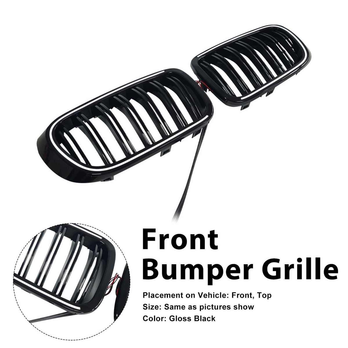 Gloss Black Front Bumper Kidney Grille Pour BMW X3 X4 F25 F26 2014-2017 W/LED