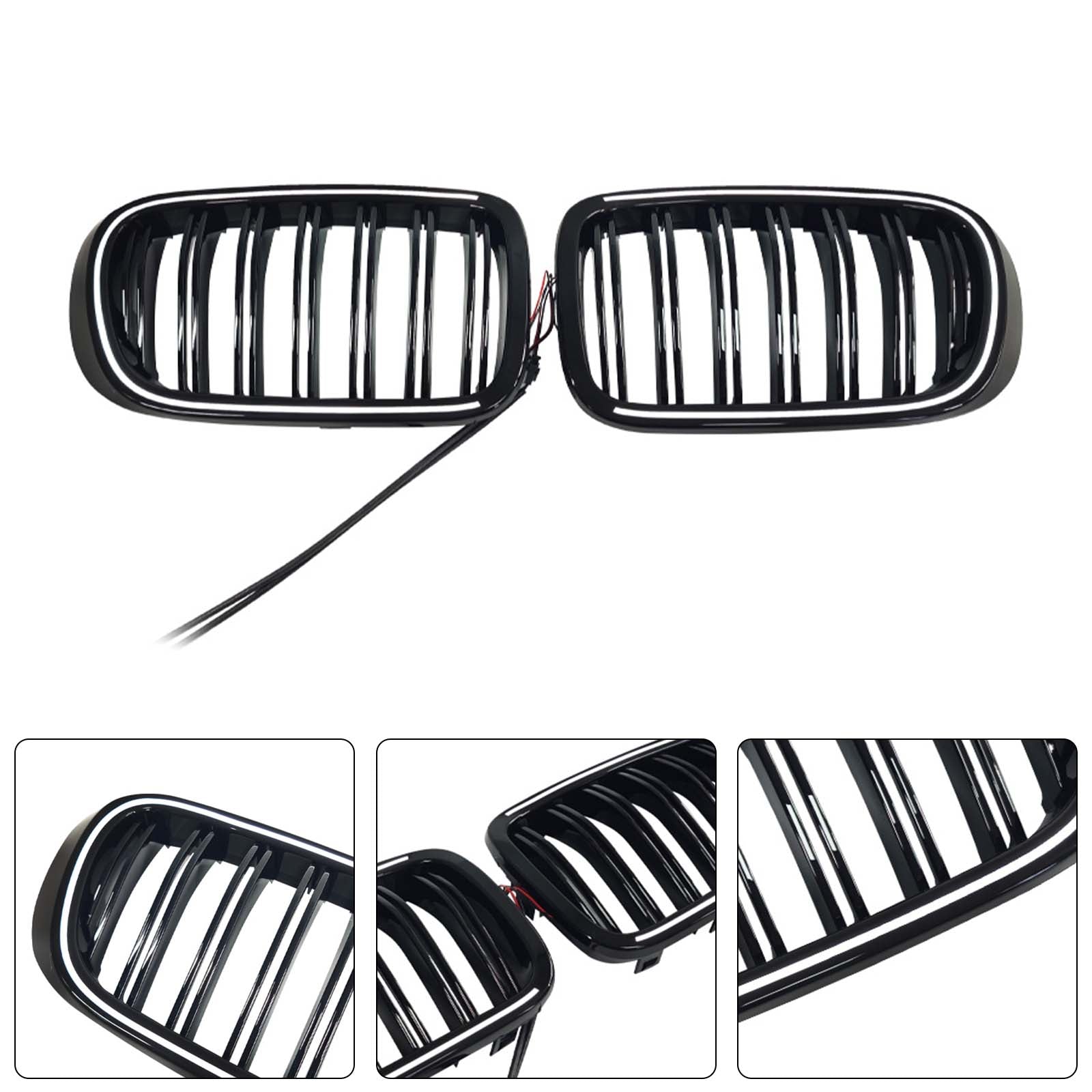 Gloss Black Front Bumper Kidney Grille Pour BMW X3 X4 F25 F26 2014-2017 W/LED