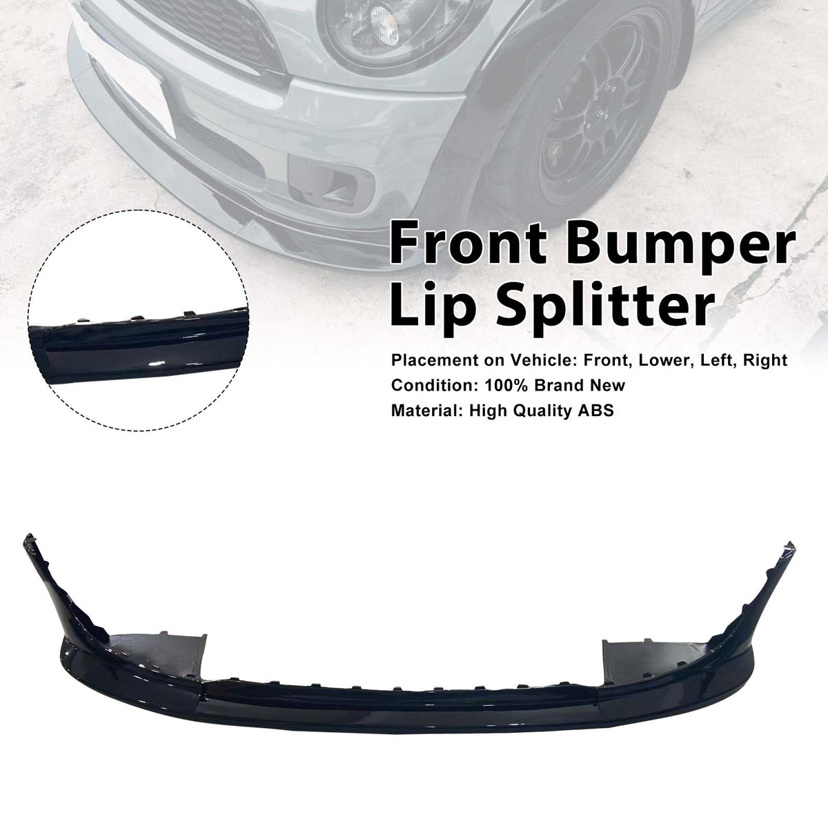 Black Front Bumper Spoiler Lip Splitter Pour MINI COOPER JCW R55 R56 2006-2013