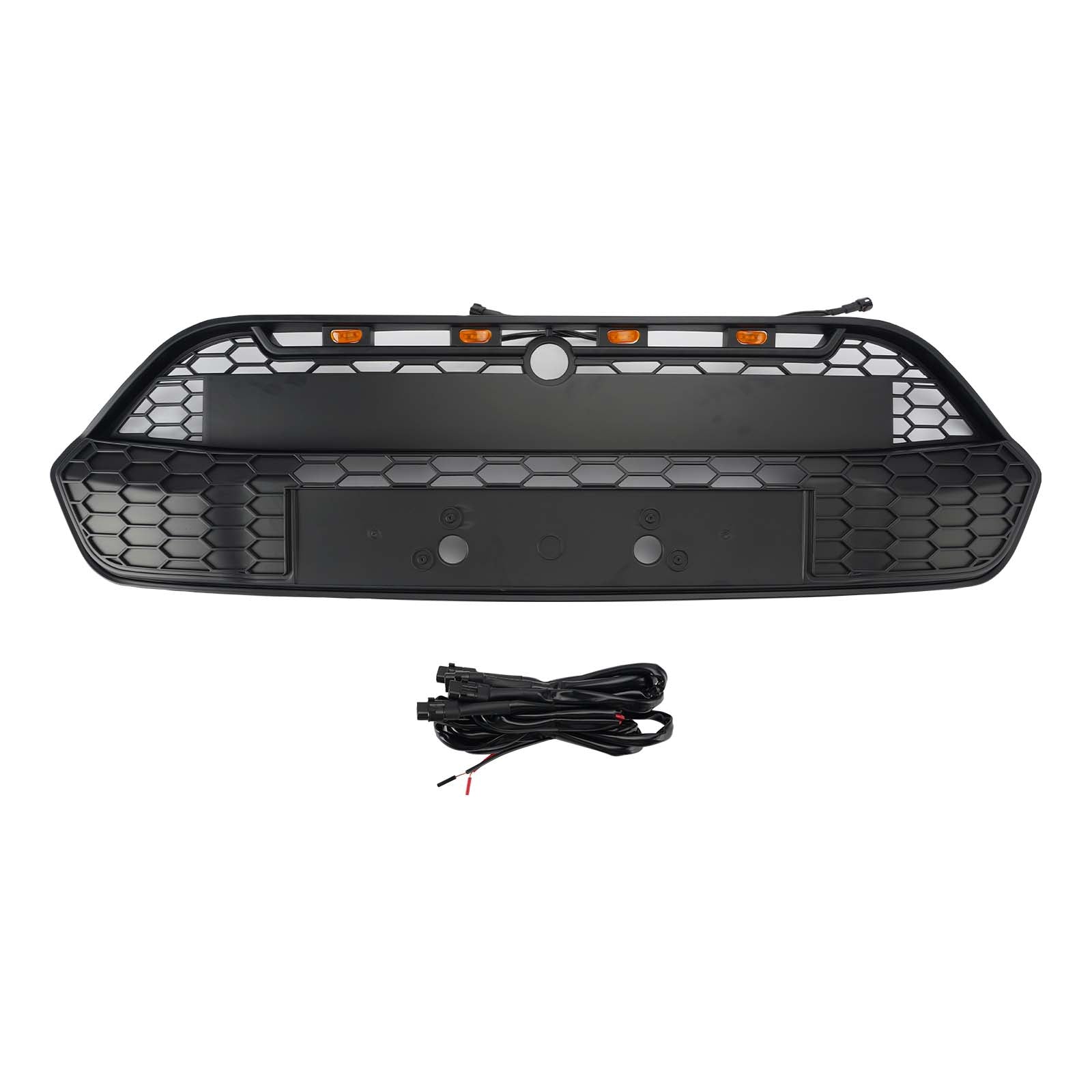Matte Black Front Bumper Grille Grill Pour Ford Transit Custom 2013-2017 W/LED