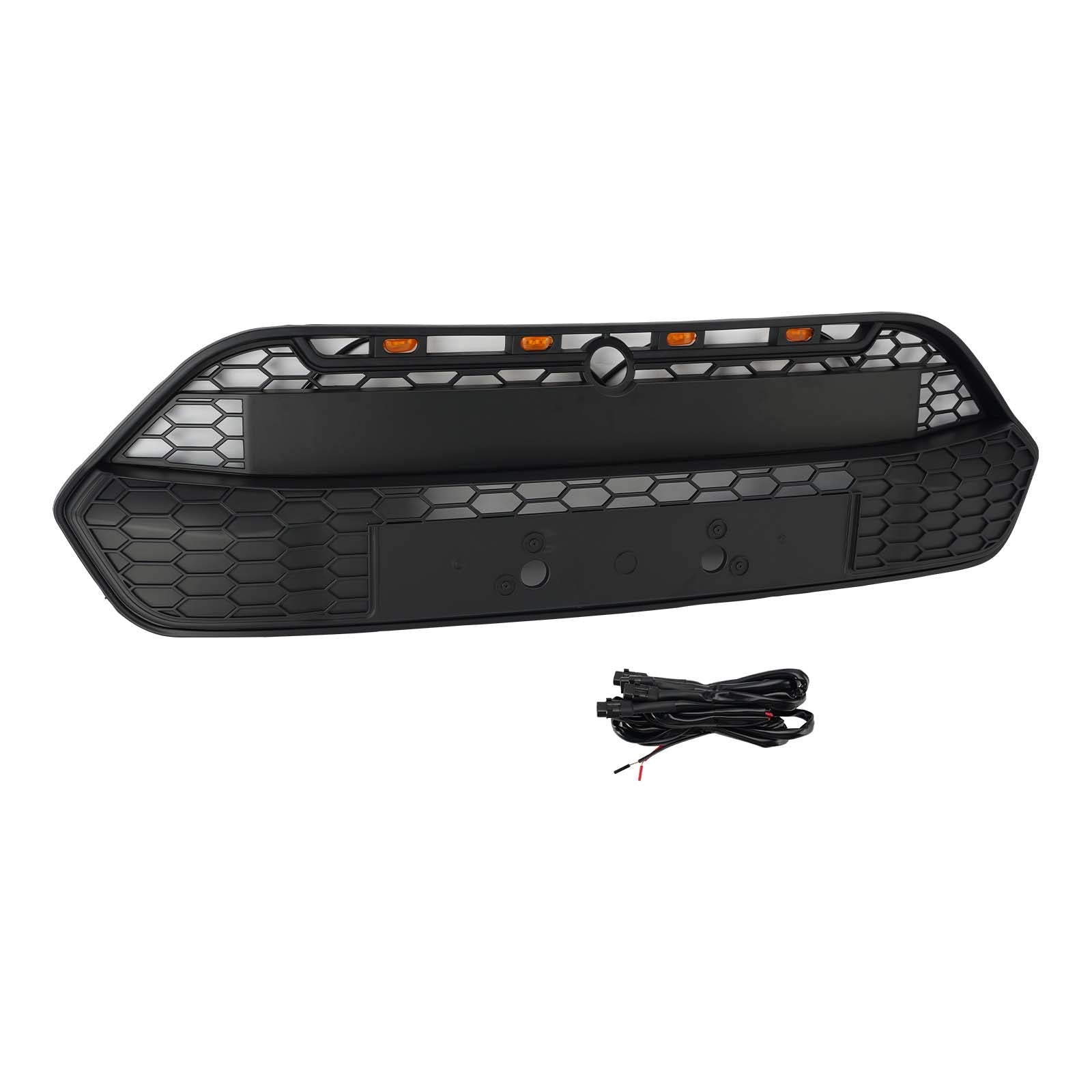 Matte Black Front Bumper Grille Grill Pour Ford Transit Custom 2013-2017 W/LED