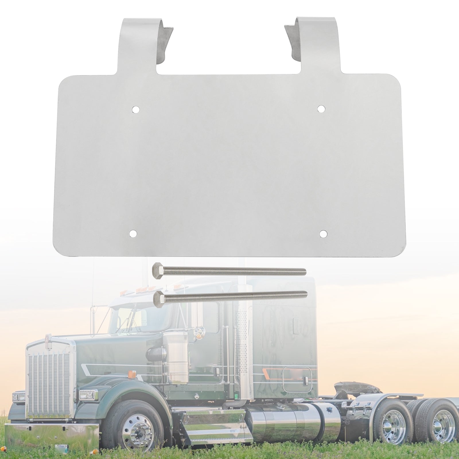 Protège-cerfs camion semi-remorque Support plaque inox Argent