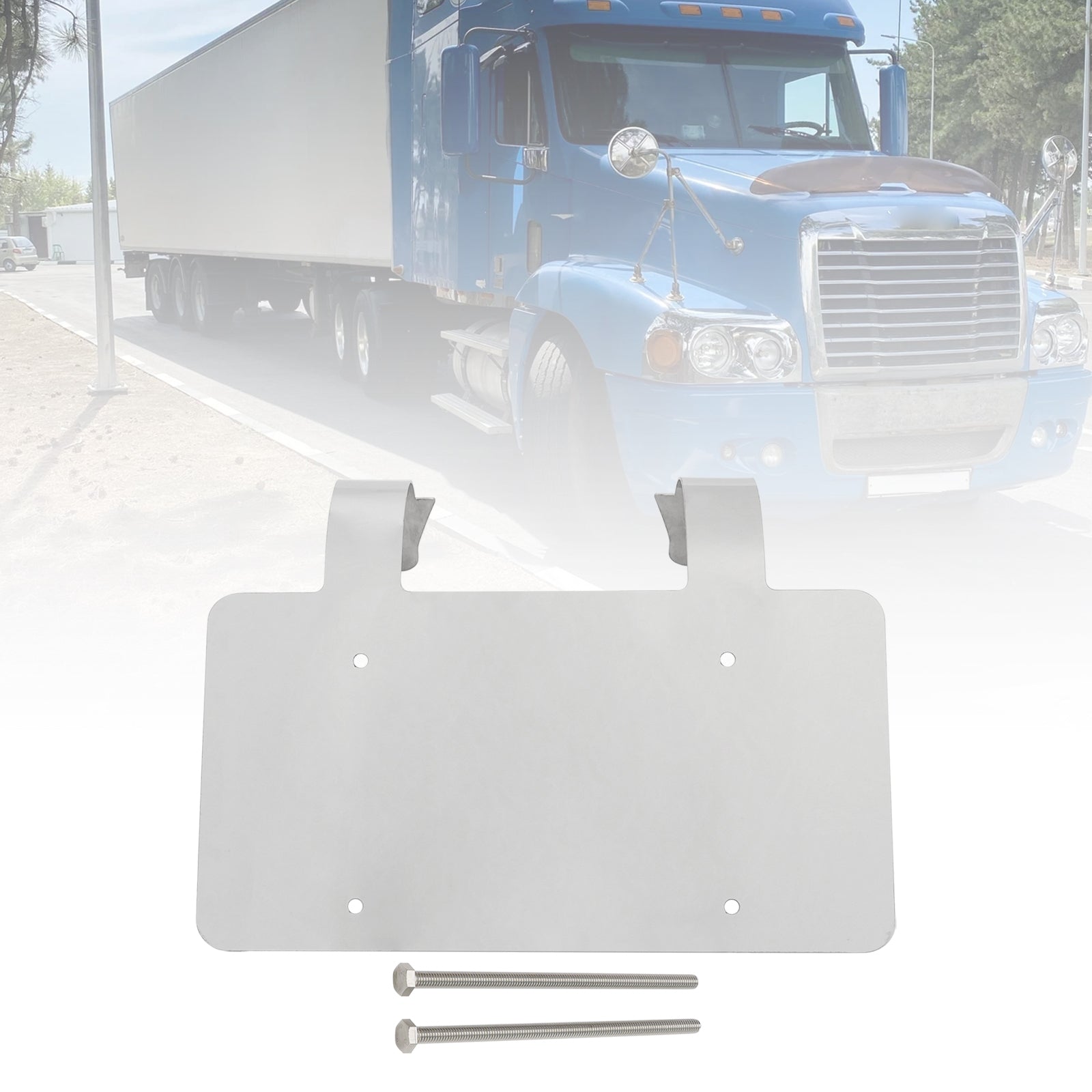 Protège-cerfs camion semi-remorque Support plaque inox Argent