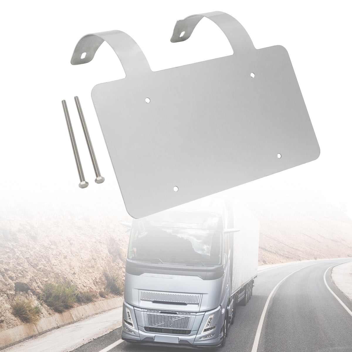 Protège-cerfs camion semi-remorque Support plaque inox Argent