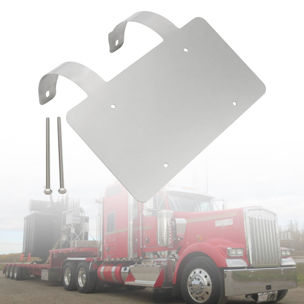 Protège-cerfs camion semi-remorque Support plaque inox Argent