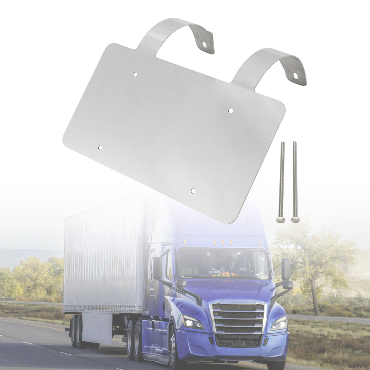 Protège-cerfs camion semi-remorque Support plaque inox Argent