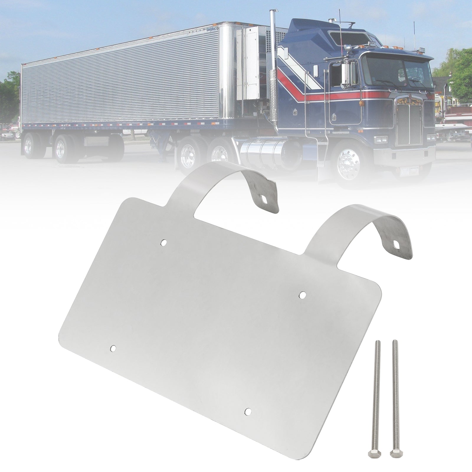 Protège-cerfs camion semi-remorque Support plaque inox Argent