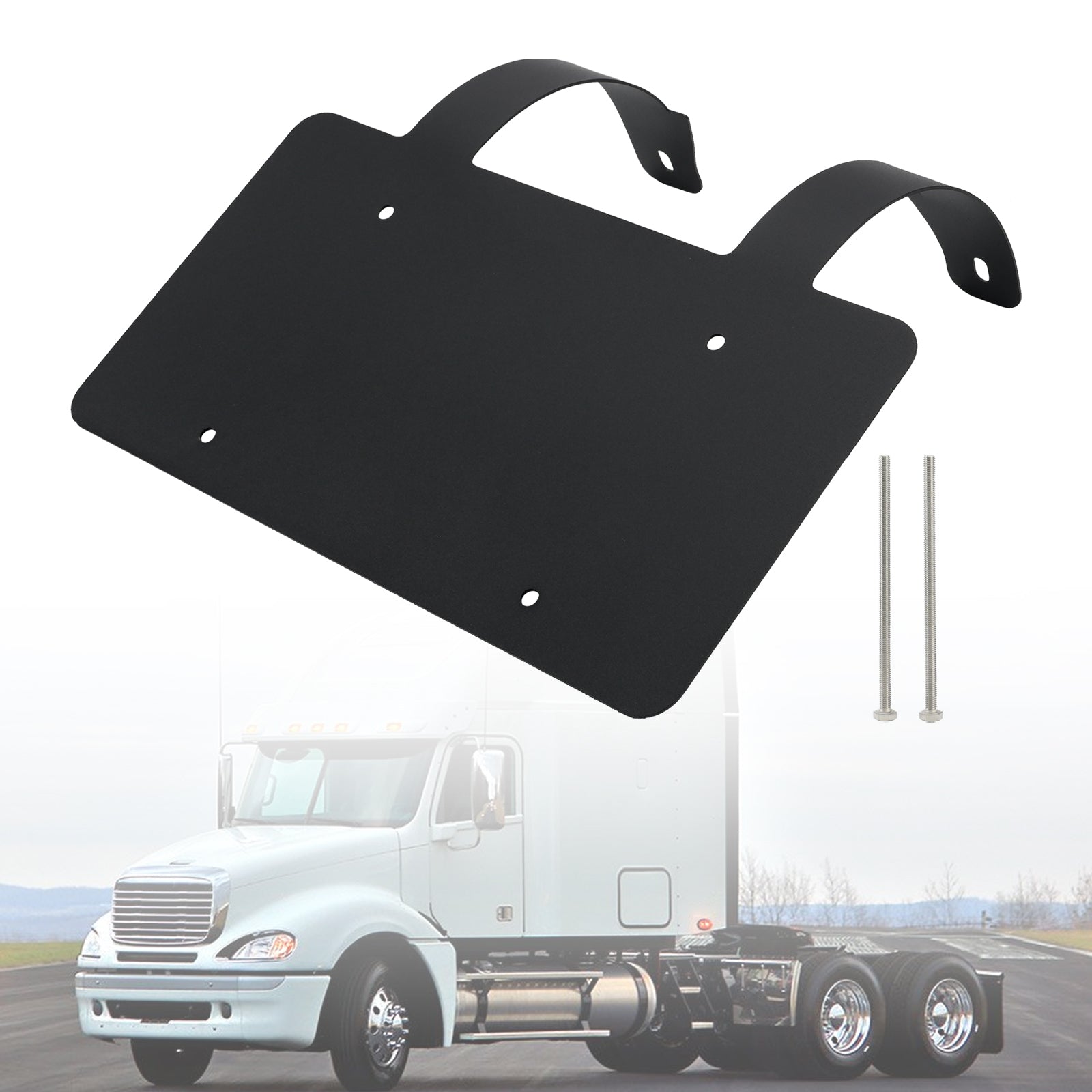 Protège-cerfs camion semi-remorque Support plaque inox Noir