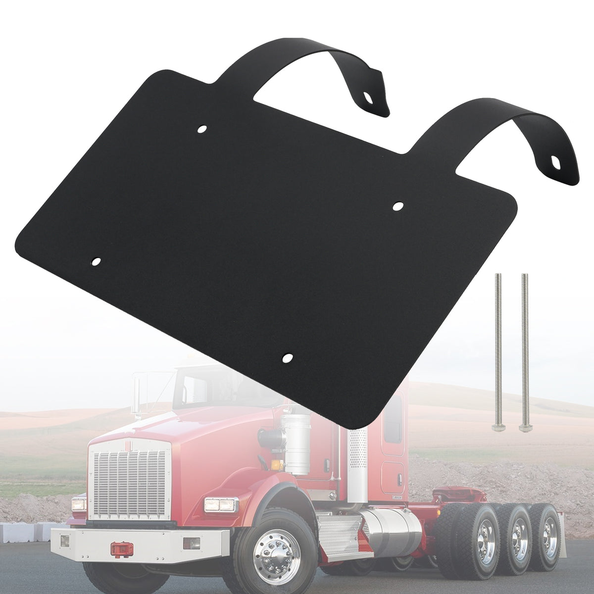 Protège-cerfs camion semi-remorque Support plaque inox Noir