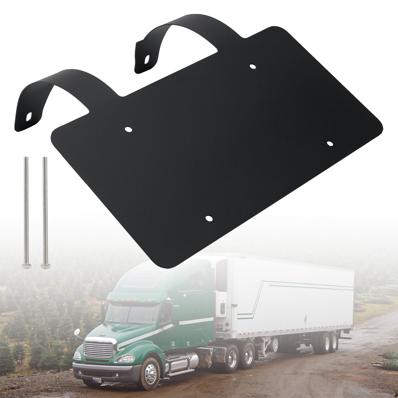 Protège-cerfs camion semi-remorque Support plaque inox Noir