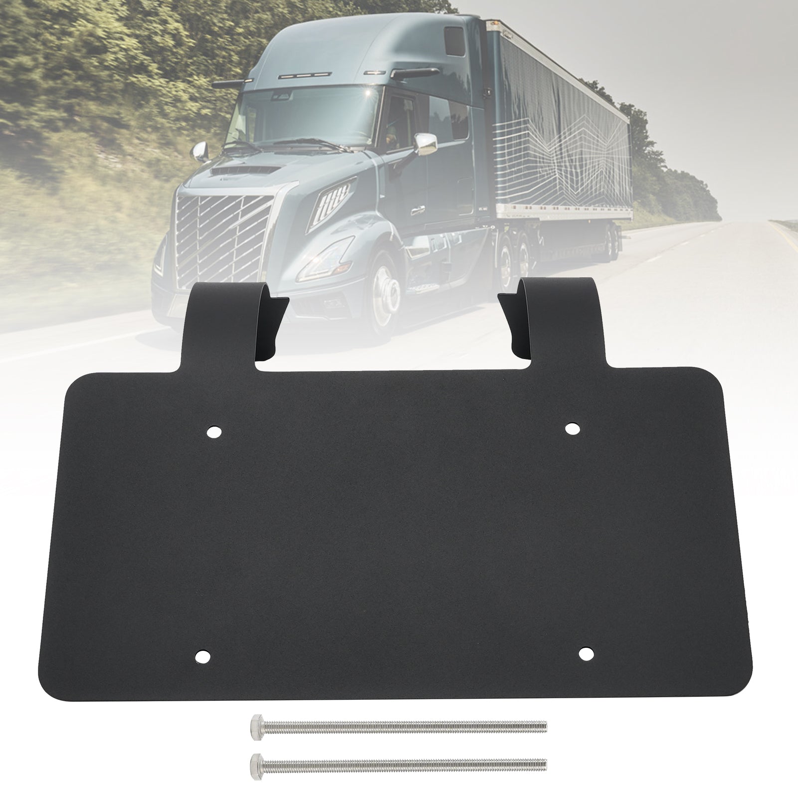 Protège-cerfs camion semi-remorque Support plaque inox Noir
